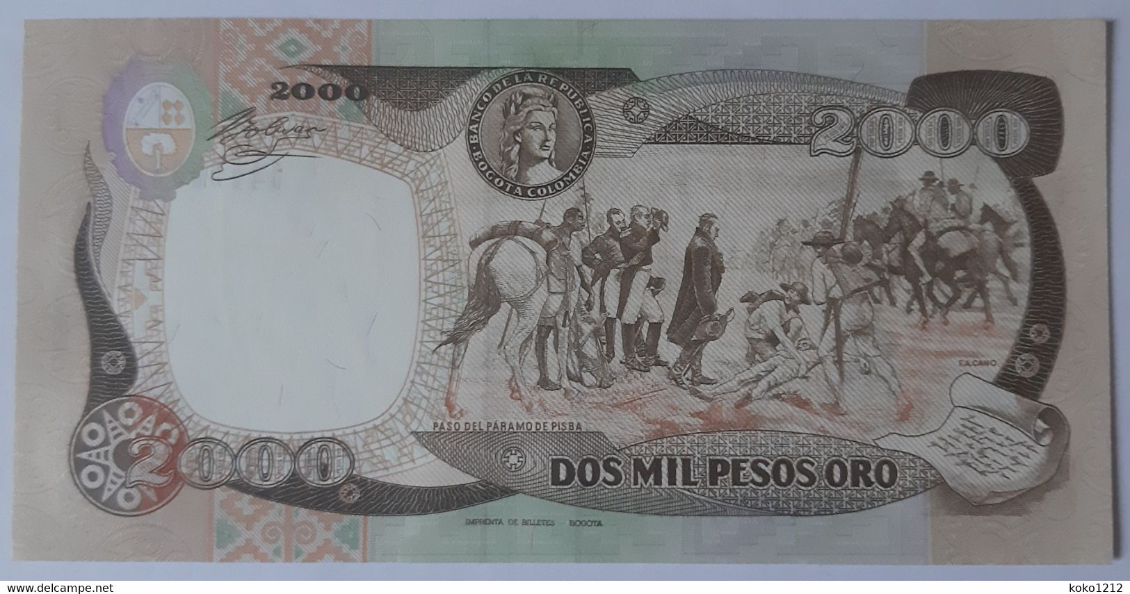 Colombia 2000 Pesos 17/12/1990 P433c UNC - Colombie