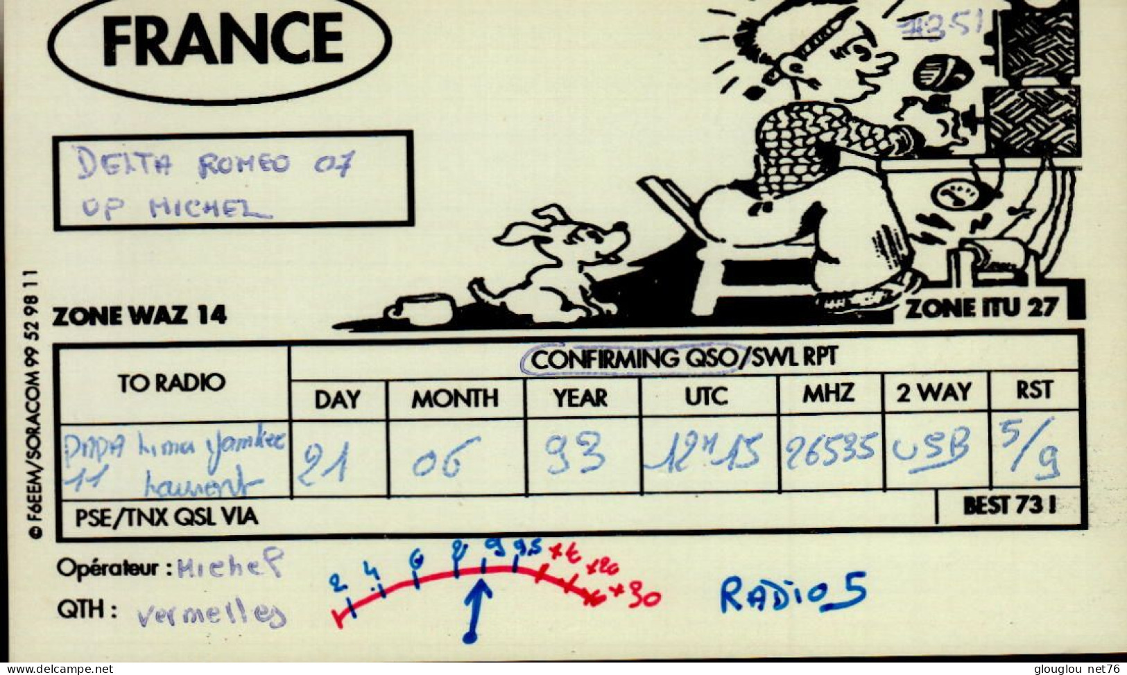 CARTE QSL.. FRANCE  ZONE ITU 27  .19 ? - Radio