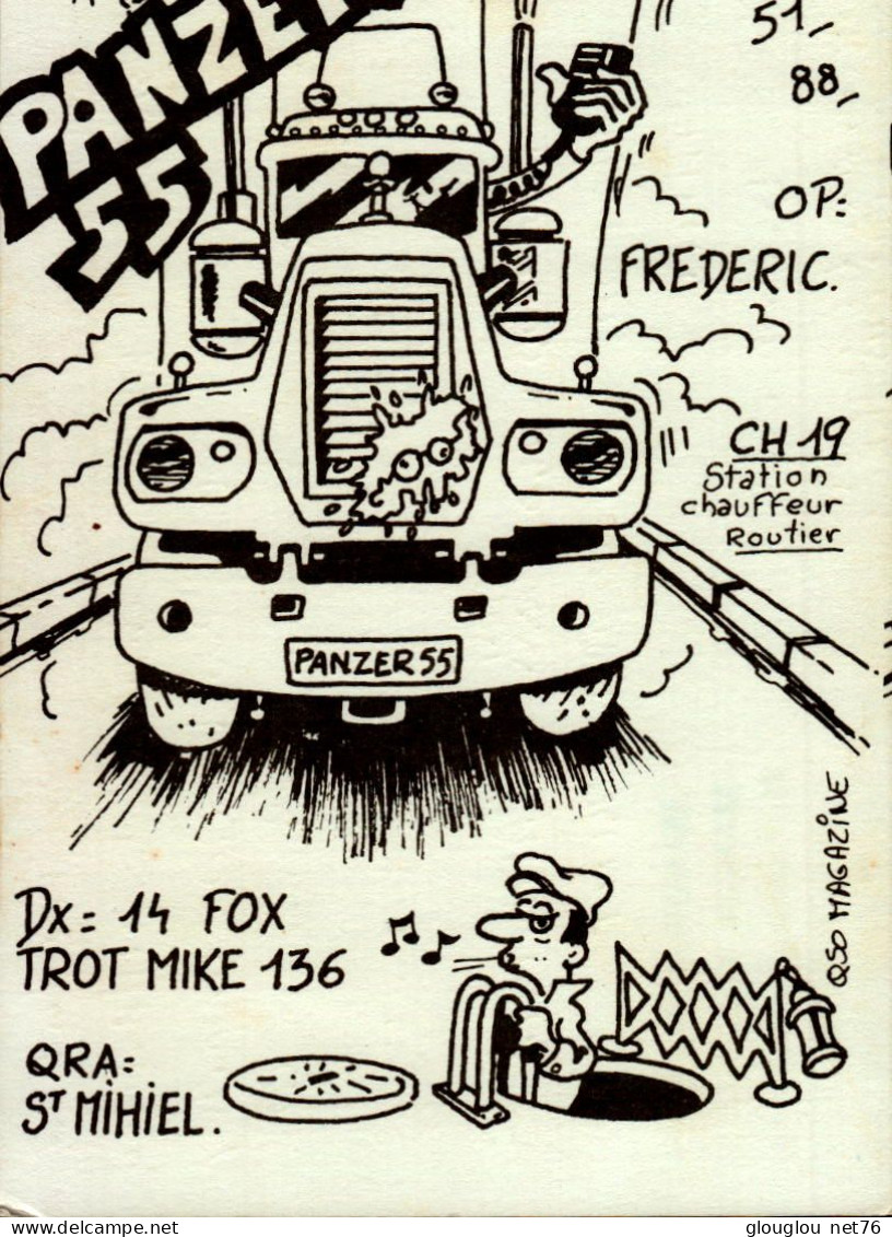 CARTE QSL.. FRANCE  PANZER 55  ST-MIHIEL..DX 14 FOX  TROT MIKE 136  .1992 - Radio