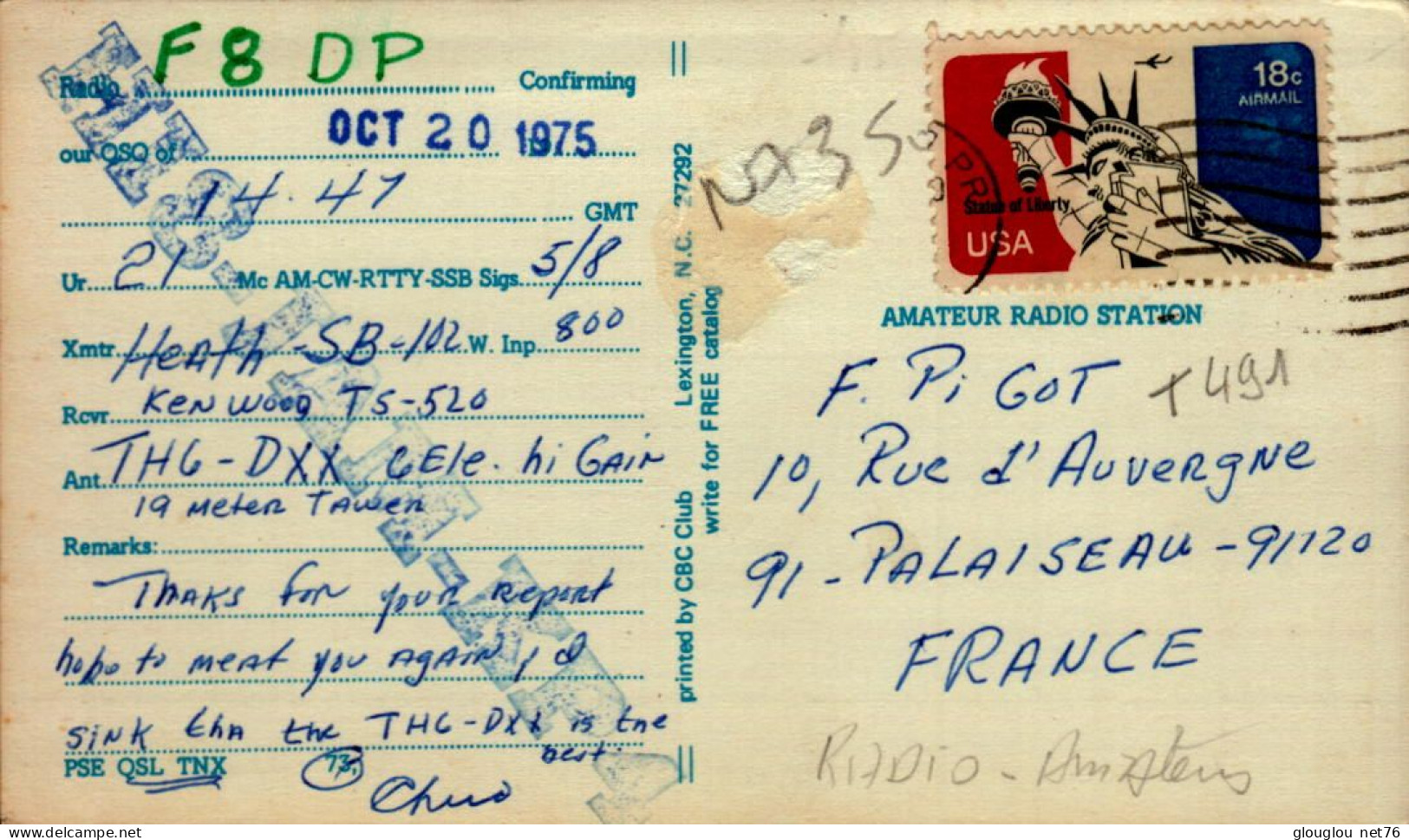 CARTE QSL.. PUERTO RICO   JESUS A.SANTIAGO   .1975 - Radio