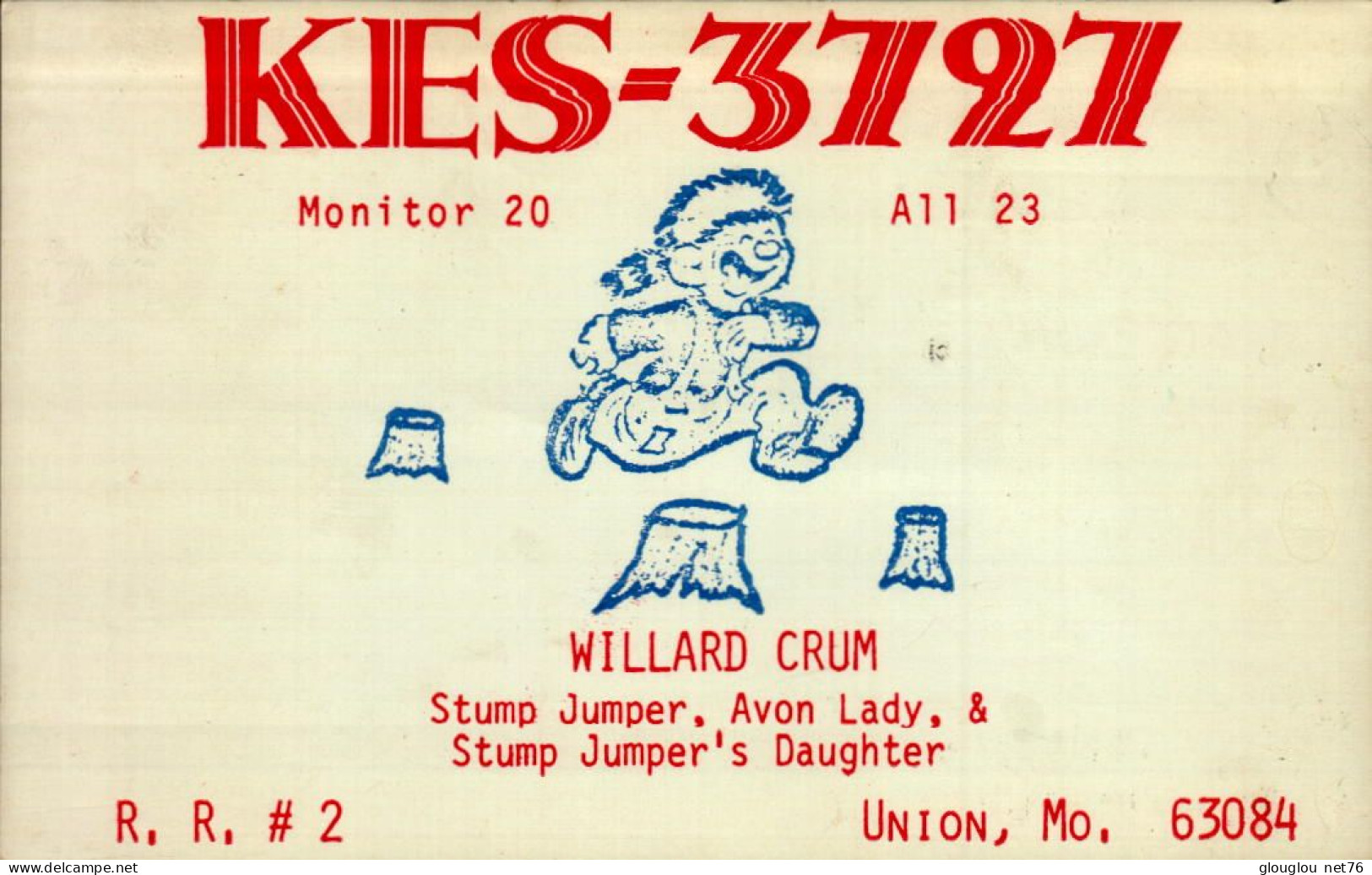 CARTE QSL.. KES-3727  STUMP JUMPER   .1974 - Radio