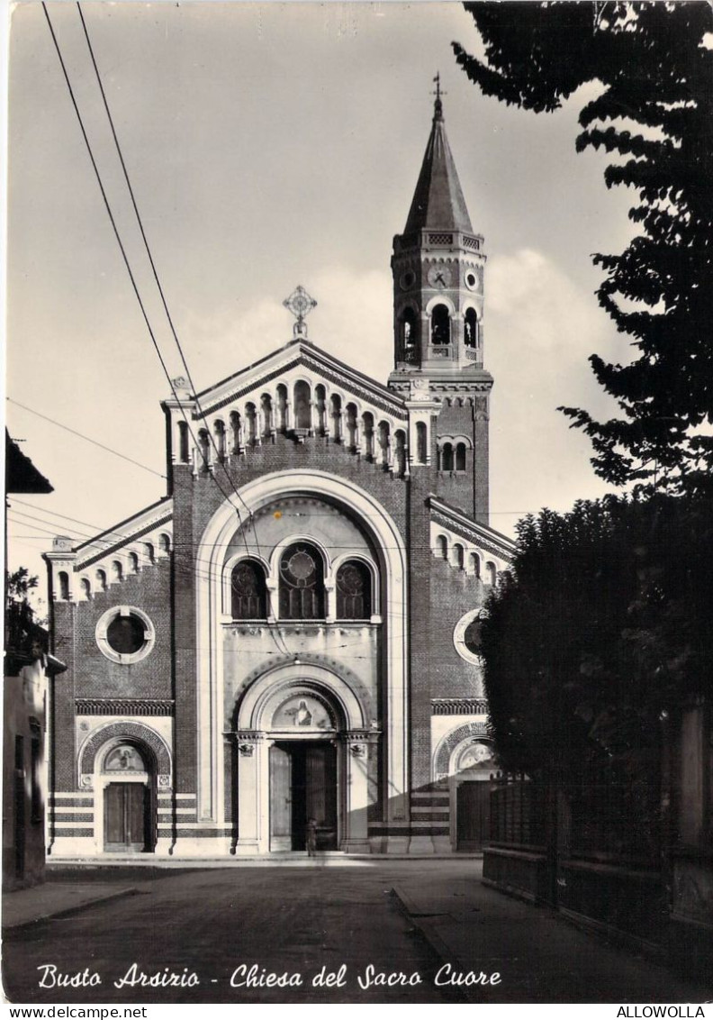 22141 " BUSTO ARSIZIO-CHIESA DEL SACRO CUORE " -VERA FOTO-CART. POST. SPED.1954 - Busto Arsizio