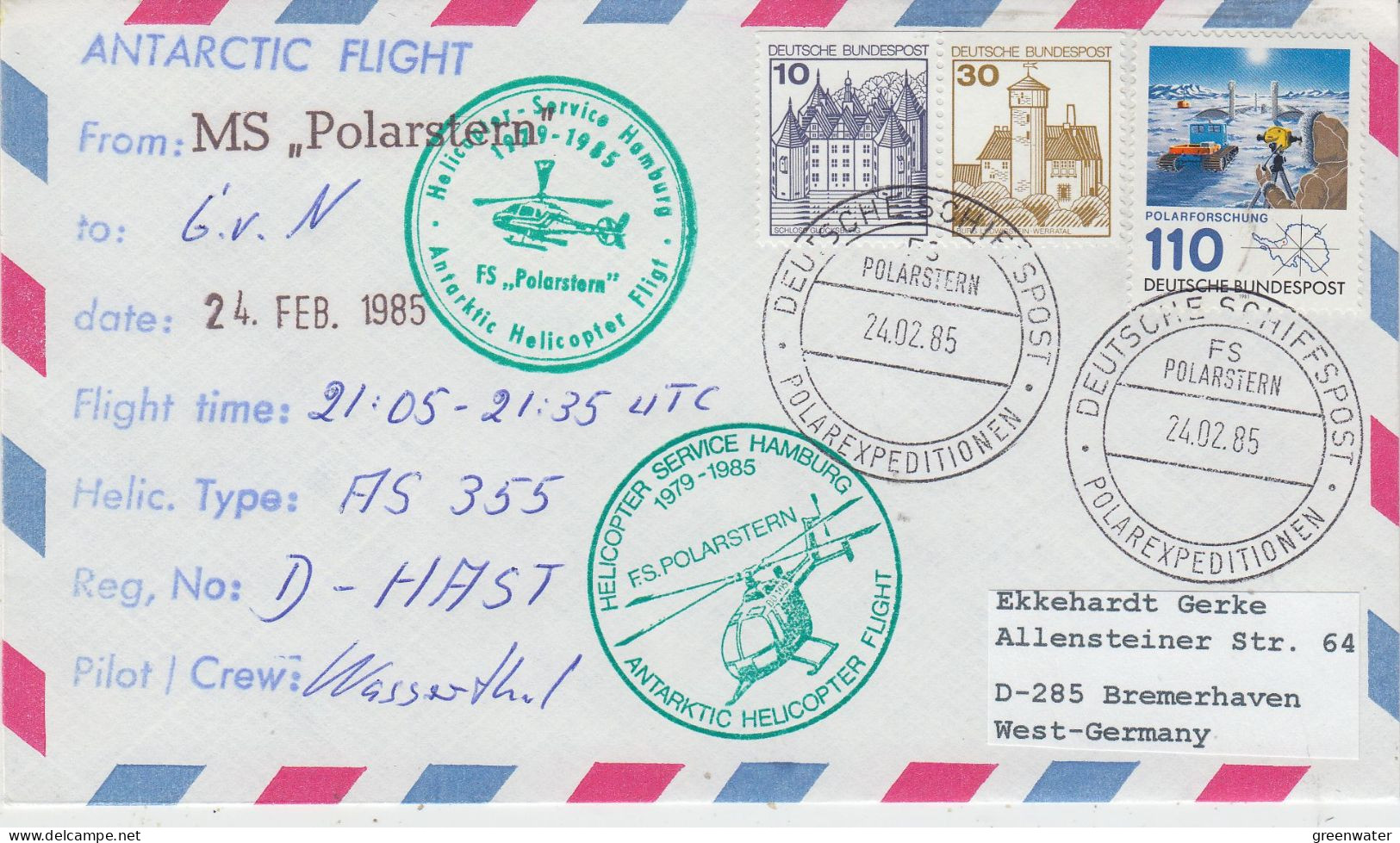 Germany Heli Flight From Polarstern To Neumayer 24.2.1985 (ET201A) - Vols Polaires