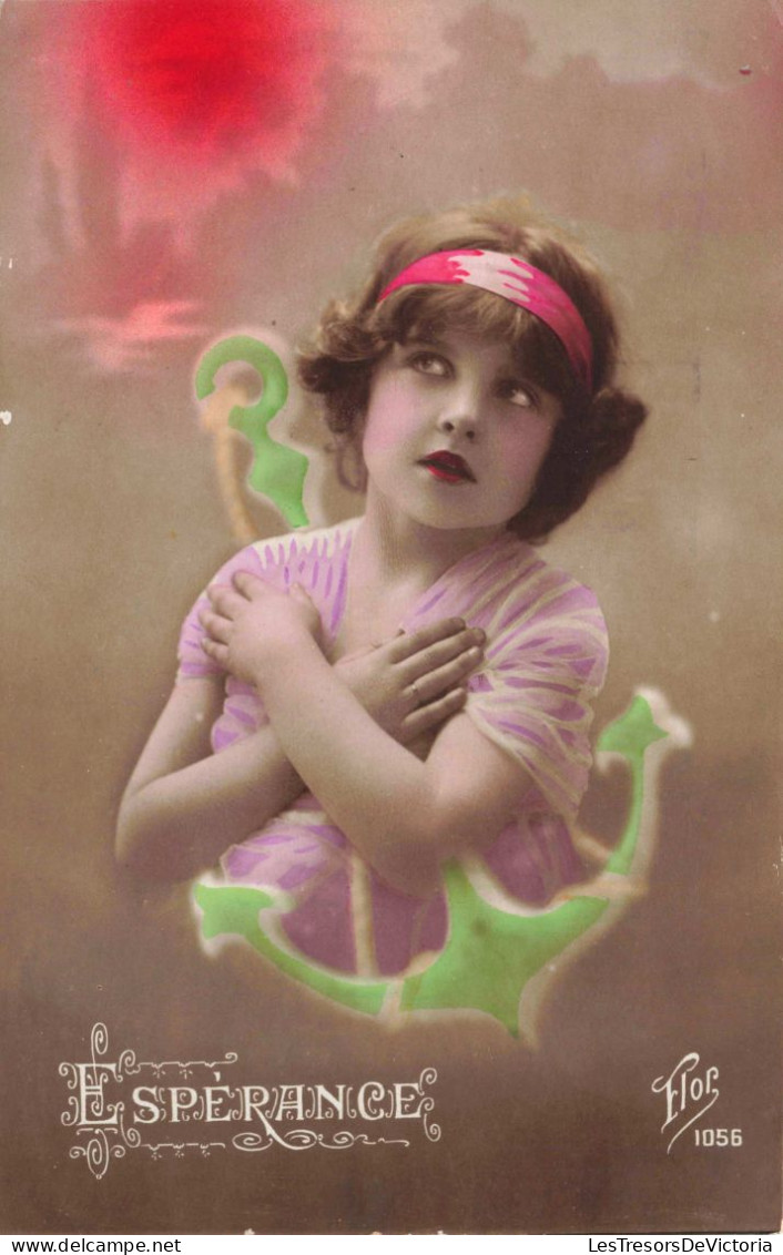 Enfants -  Portrait D'une Petite Fille - Ancre - Espérance - Colorisé -  Carte Postale Ancienne - Abbildungen