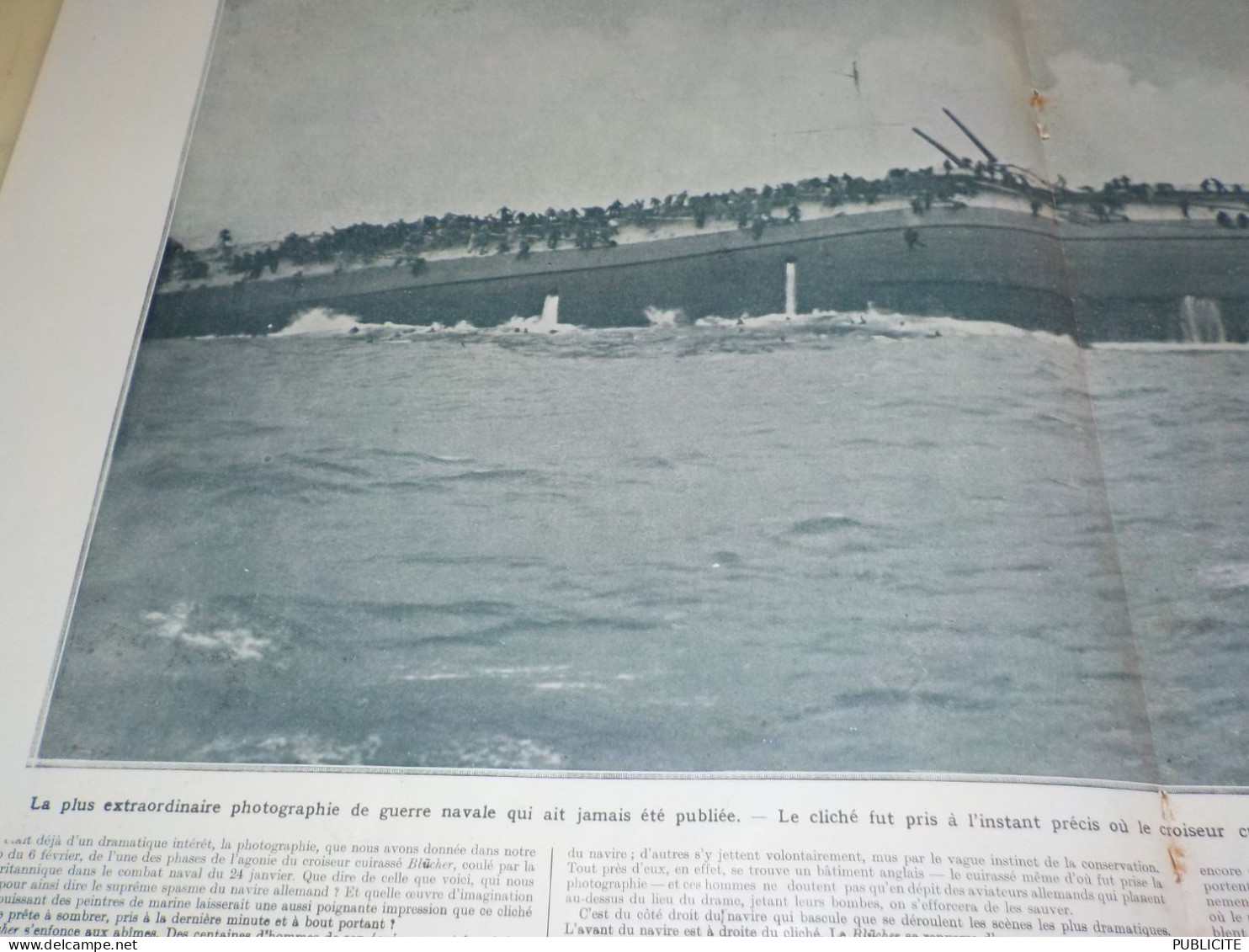 PHOTO AGONIE CROISSEUR BLUCHER ALLEMAND 1915 - Barcos