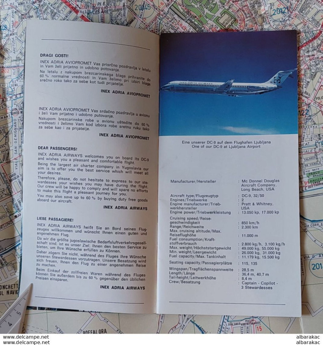 Slovenia - Inex Adria Airways - Price List Duty Free 1978 /79 Sales And Bar Service , Advertising - Werbung