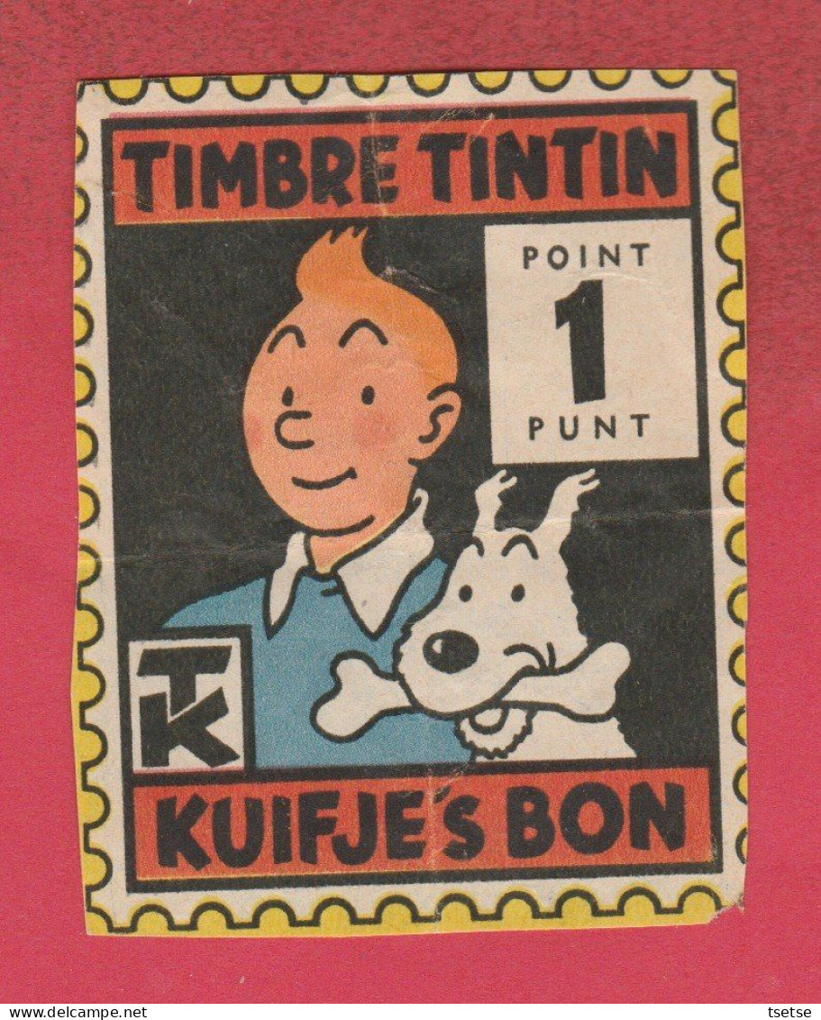 Timbre Tintin  / Kuifje's Bon ... Découpé Dans Un Magazine  / 7 Cm - 5,50 Cm - Hergé