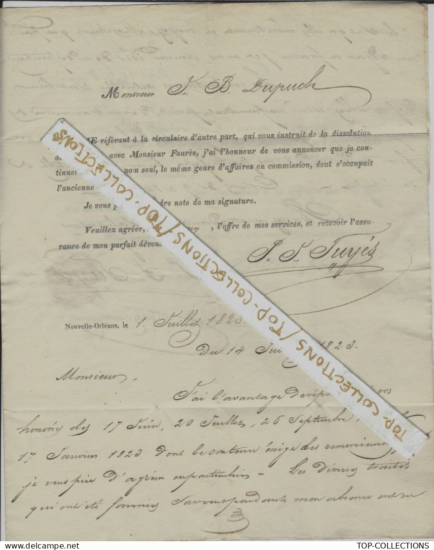 1823 Nouvelle Orléans Etats Unis Amérique M.P. « COLONIES PAR BORDEAUX » Tuyés Pour Dupuch Négociant Armateur à Bordeaux - 1800 – 1899