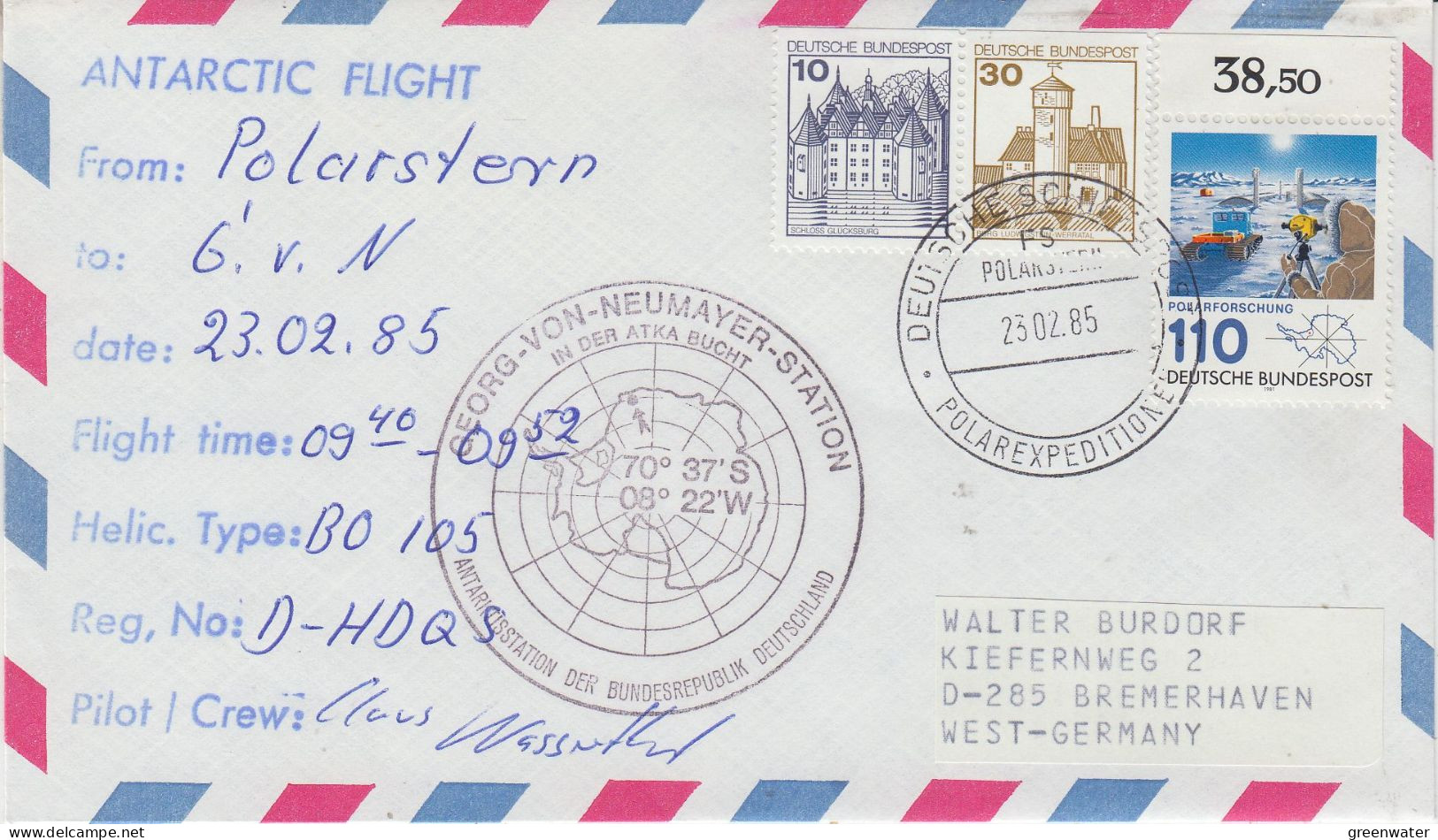 Germany  Heli Flight From Polarstern To Neumayer 23.2.1985 (ET202C) - Polar Flights