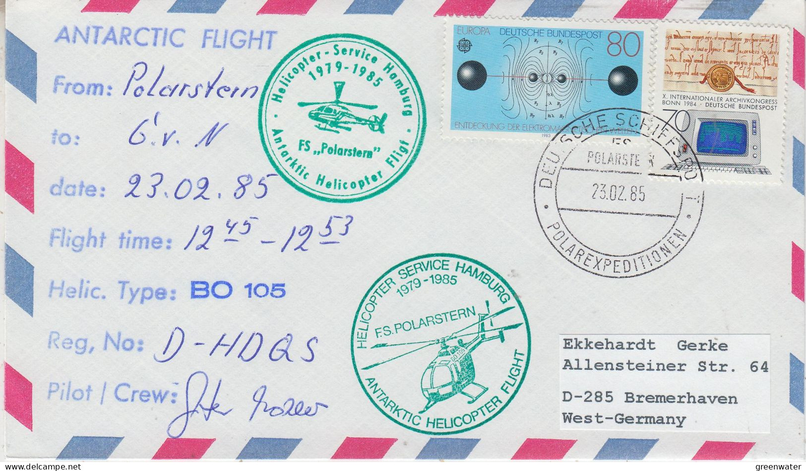 Germany  Heli Flight From Polarstern To Neumayer 23.2.1985 (ET202D) - Vuelos Polares