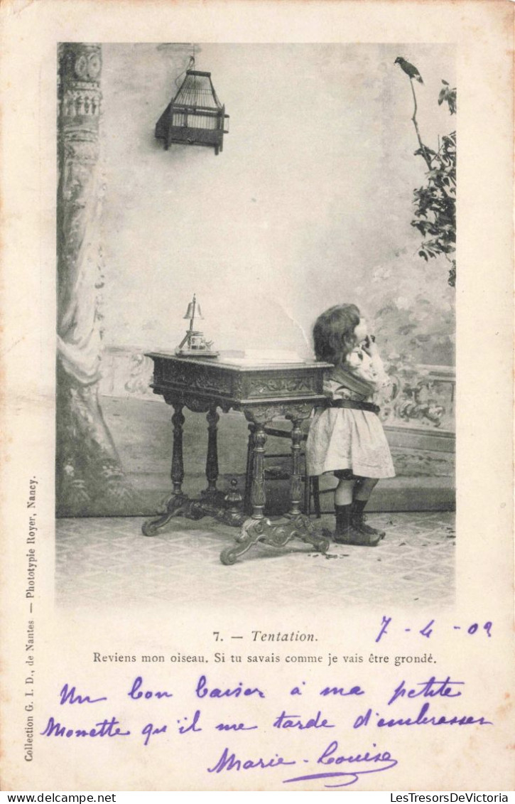 Enfants - Portrait - Tentations - Reviens Mon Oiseau. Si Tu Savais Comme Je Vais être Grondé - Carte Postale Ancienne - Abbildungen