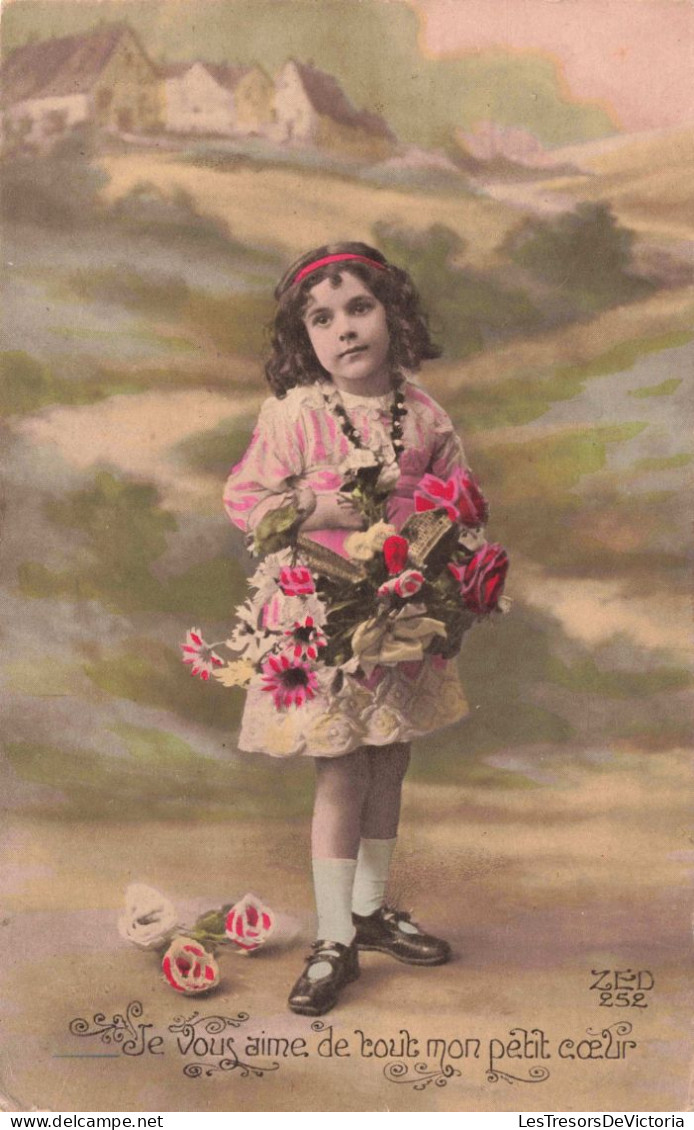 Enfants - Portrait - Je Vous Aime De Tout Mon Petit Coeur - Carte Postale Ancienne - Abbildungen