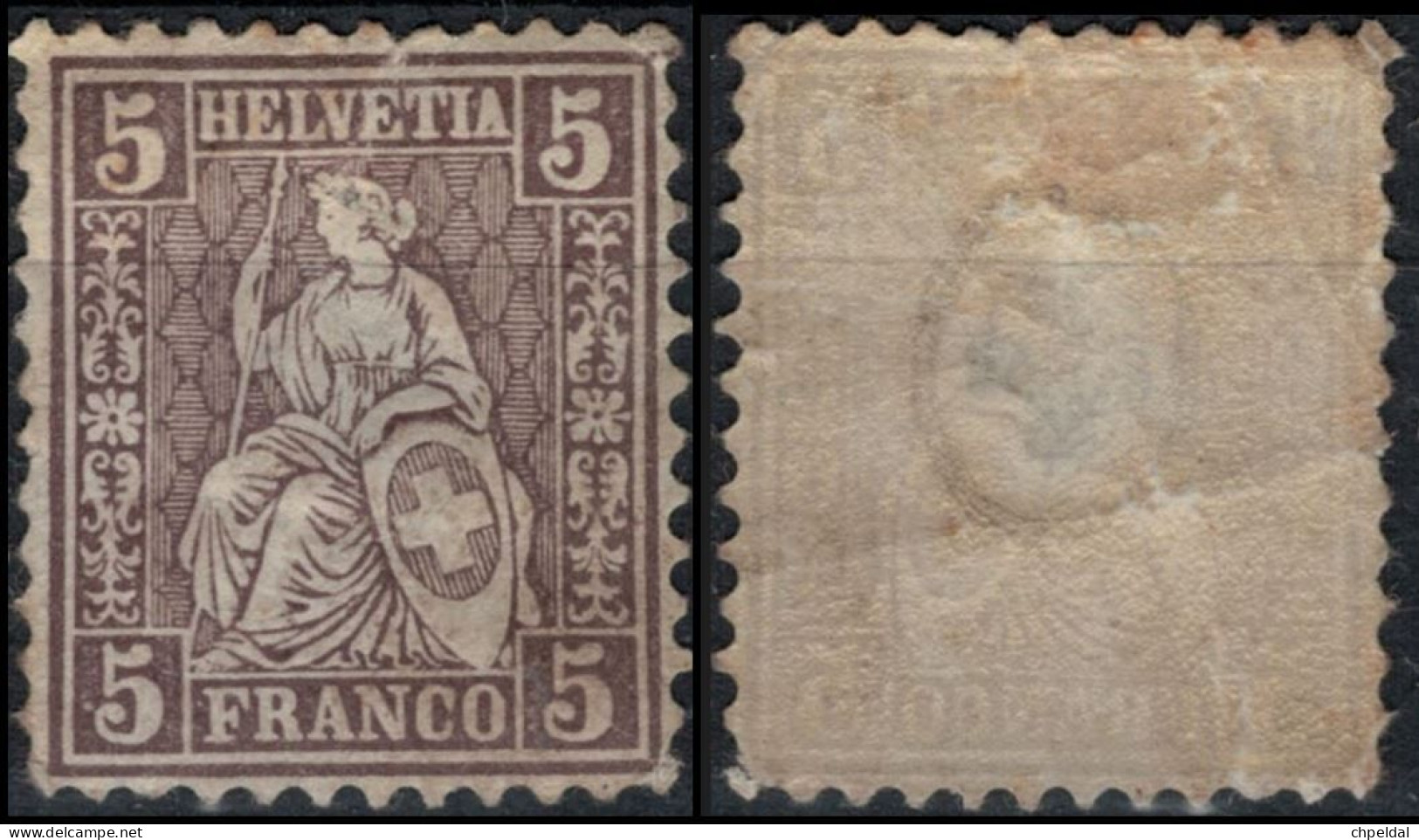 Suisse 1862 - SBK 30* Mi 22 Y&T 35 - Cote SBK 2023 : 5,00 - Unused Stamps