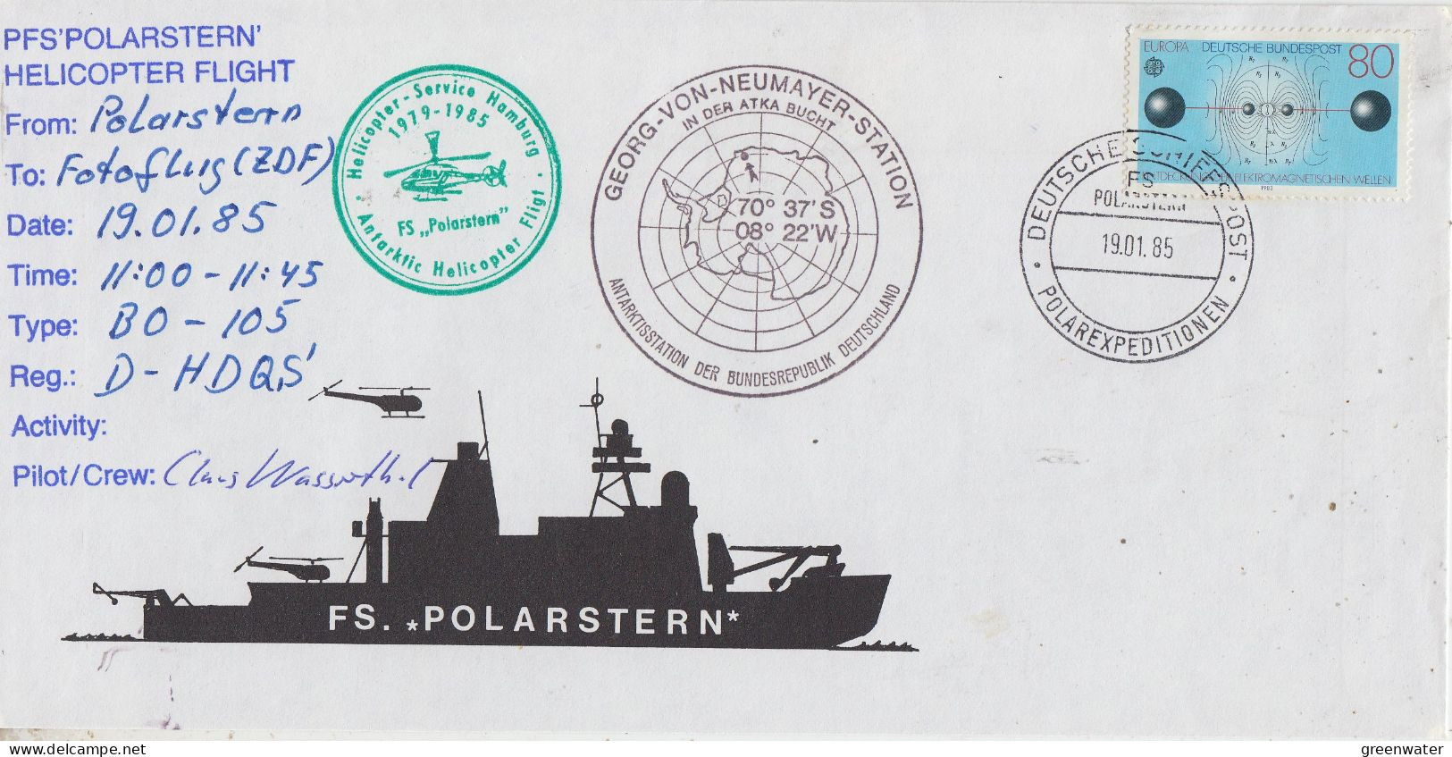 Germany  Heli Flight From Polarstern To Fotoflug (ZDF) 19.01.1985 (ET203A) - Vols Polaires