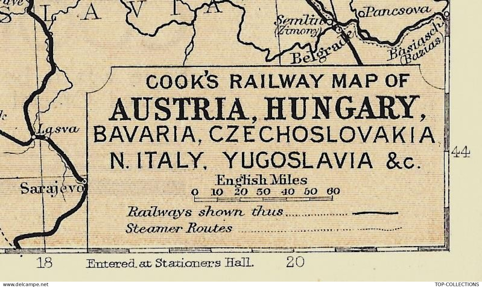 1934  CARTE GEOGRAPHIQUE ENTETE COOK TOURIST MAP AUSTRIA HUNGARY  Grand Hotel Nuremberg  V.SCANS - 1900 – 1949
