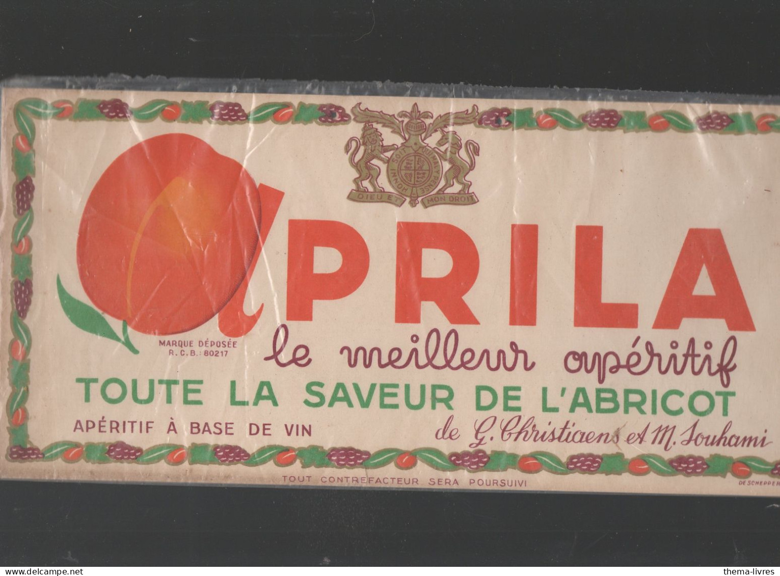 Carton Publicitaire APRILA "le Meilleur Apéritif Toute La Saveur De L'abricot " (M5831) - Targhe Di Cartone