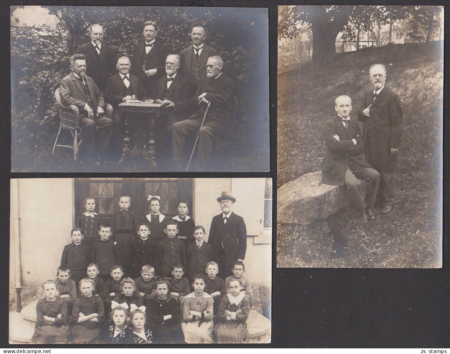 Bischofswerda 3 Fotos Mit Lehrer, Familie Und 7 Herren Mit Rs. Text "Bischofswerdaer Konferenz, 1921 - Bischofswerda