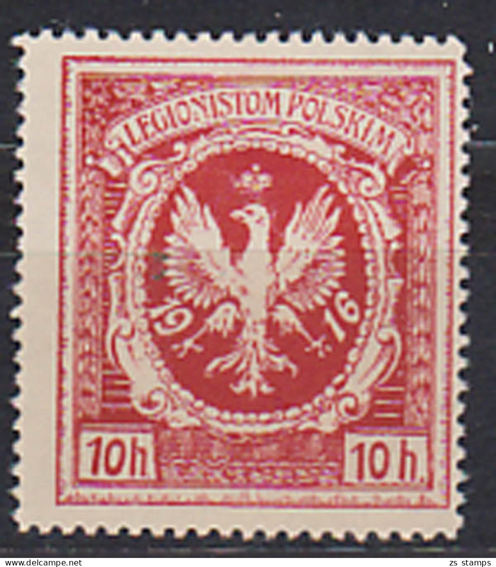 POLEN Polska Legionistom Polskim, 1916 10 H Ohne Gummi, Adler - Altri & Non Classificati