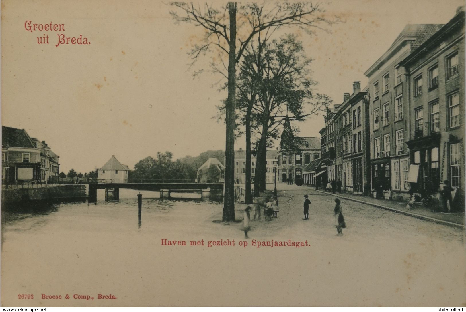 Breda (N - Br.Groeten Uit - Haven Met Gezicht Op Spanjaardsgat Ca 1899 Topkaart /  Roestpuntjes - Breda