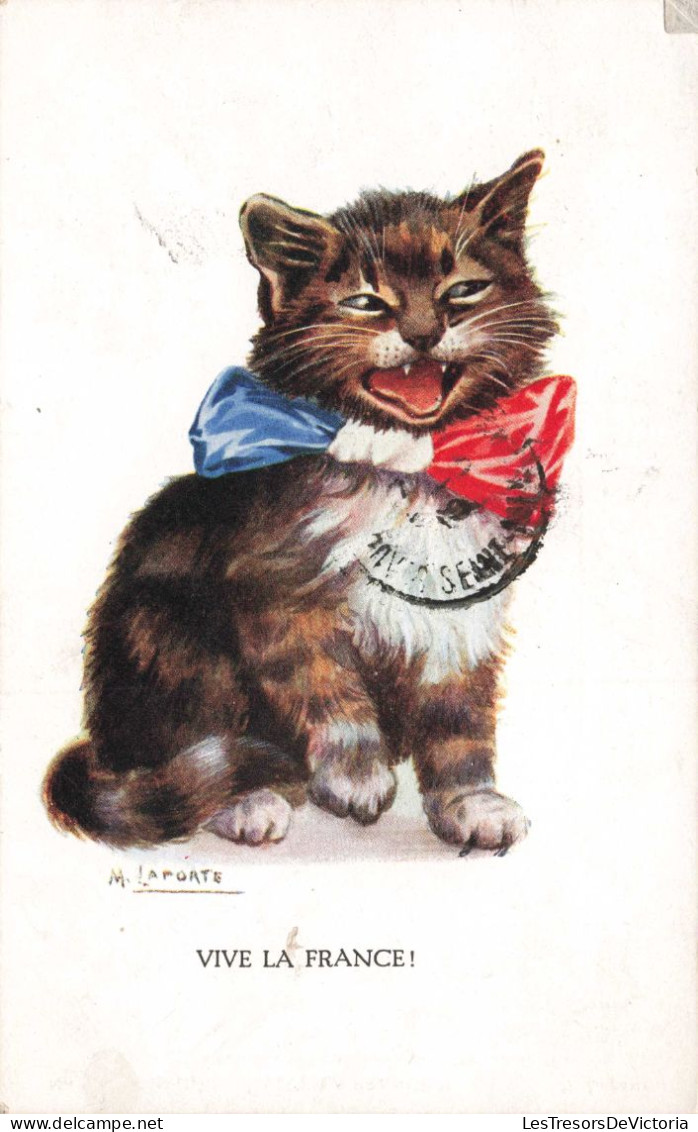 FANTAISIES - Un Chat Avec Un Nœud - Colorisé - Carte Postale Ancienne - Gekleidete Tiere