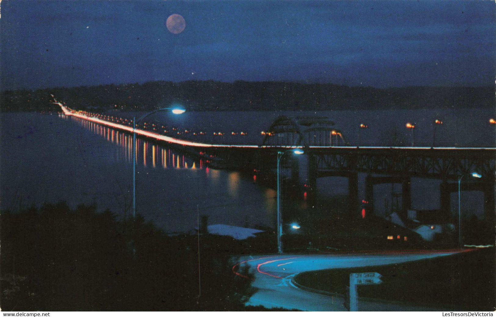 ETATS UNIS - Lake Washington Floating Bridge - Night View This View Taken In The Evening -  - Carte Postale Ancienne - Washington DC