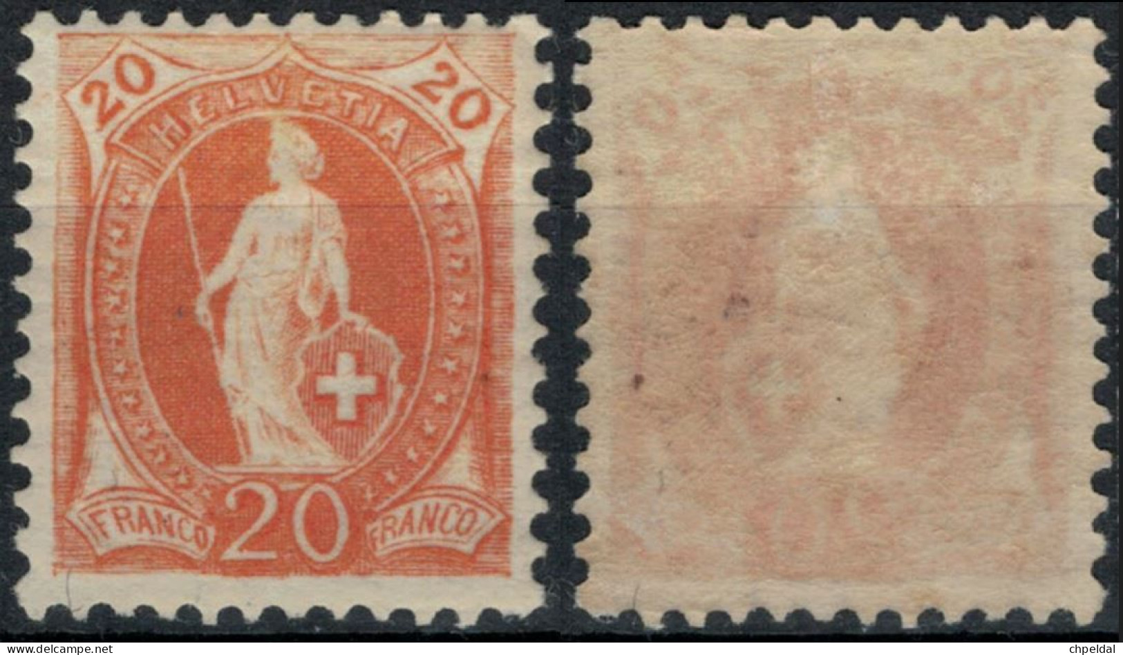 Suisse 1882 - SBK 66A* Mi 58XA Y&T 71 - Cote SBK 2023 : 450,00 - Neufs