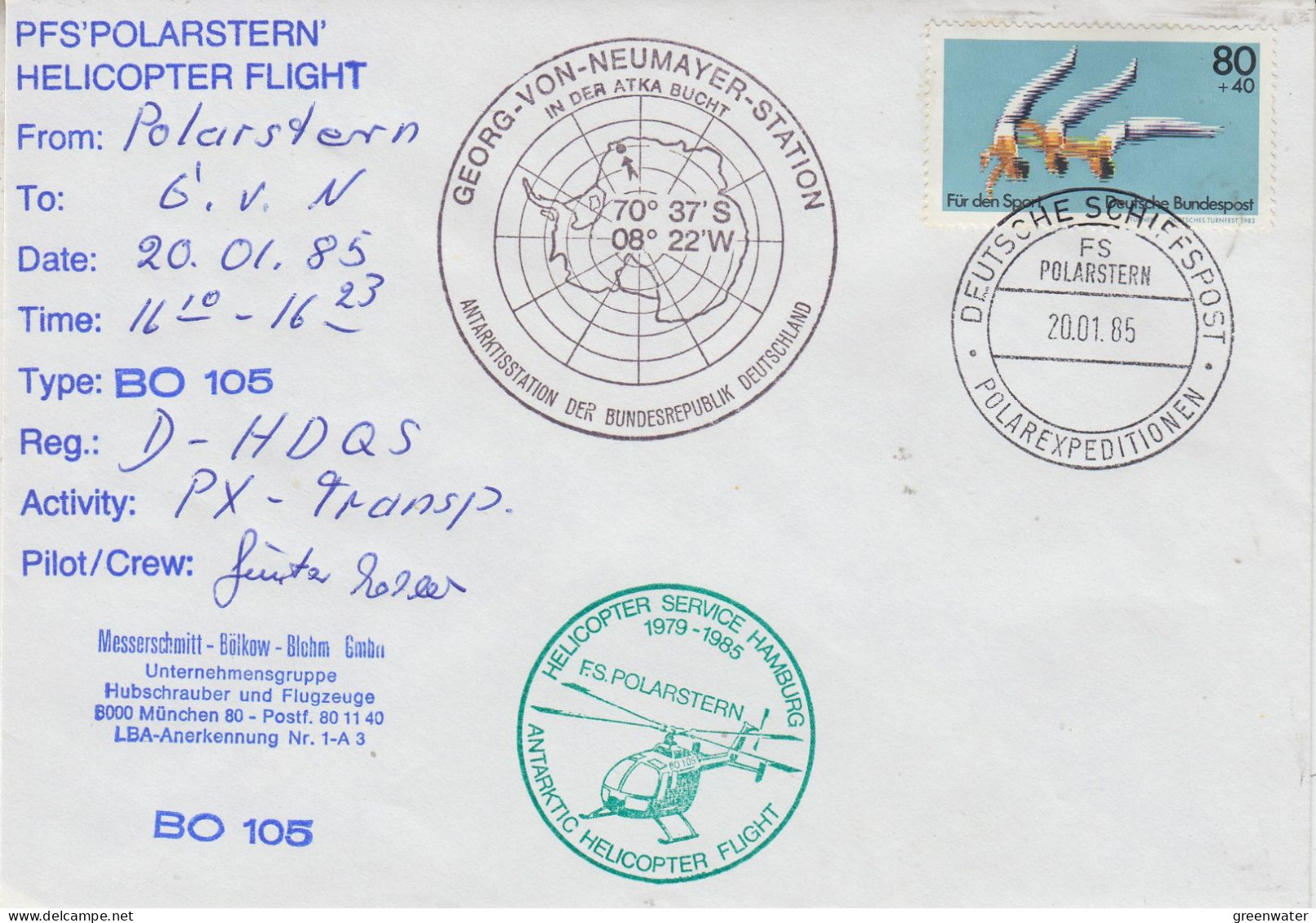 Germany Heli Flight From Polarstern To Neumayer 20.1.1985 (ET205B) - Vols Polaires