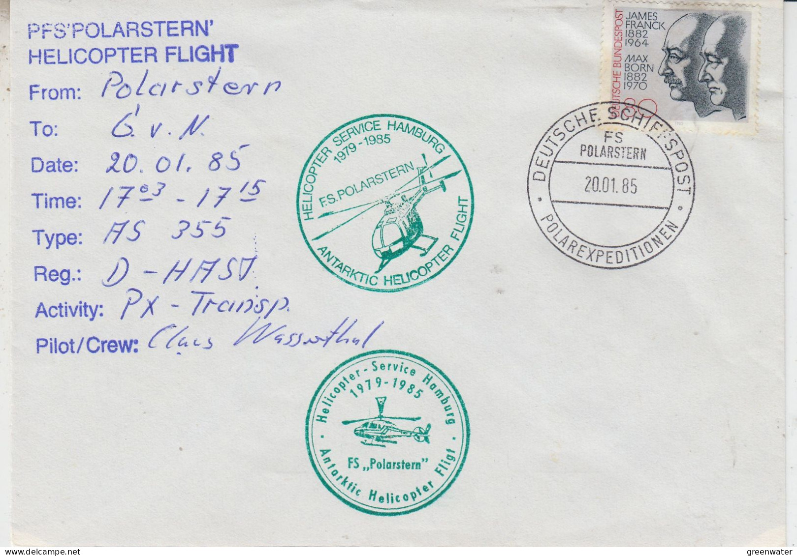 Germany Heli Flight From Polarstern To Neumayer 20.1.1985 (ET205C) - Vols Polaires