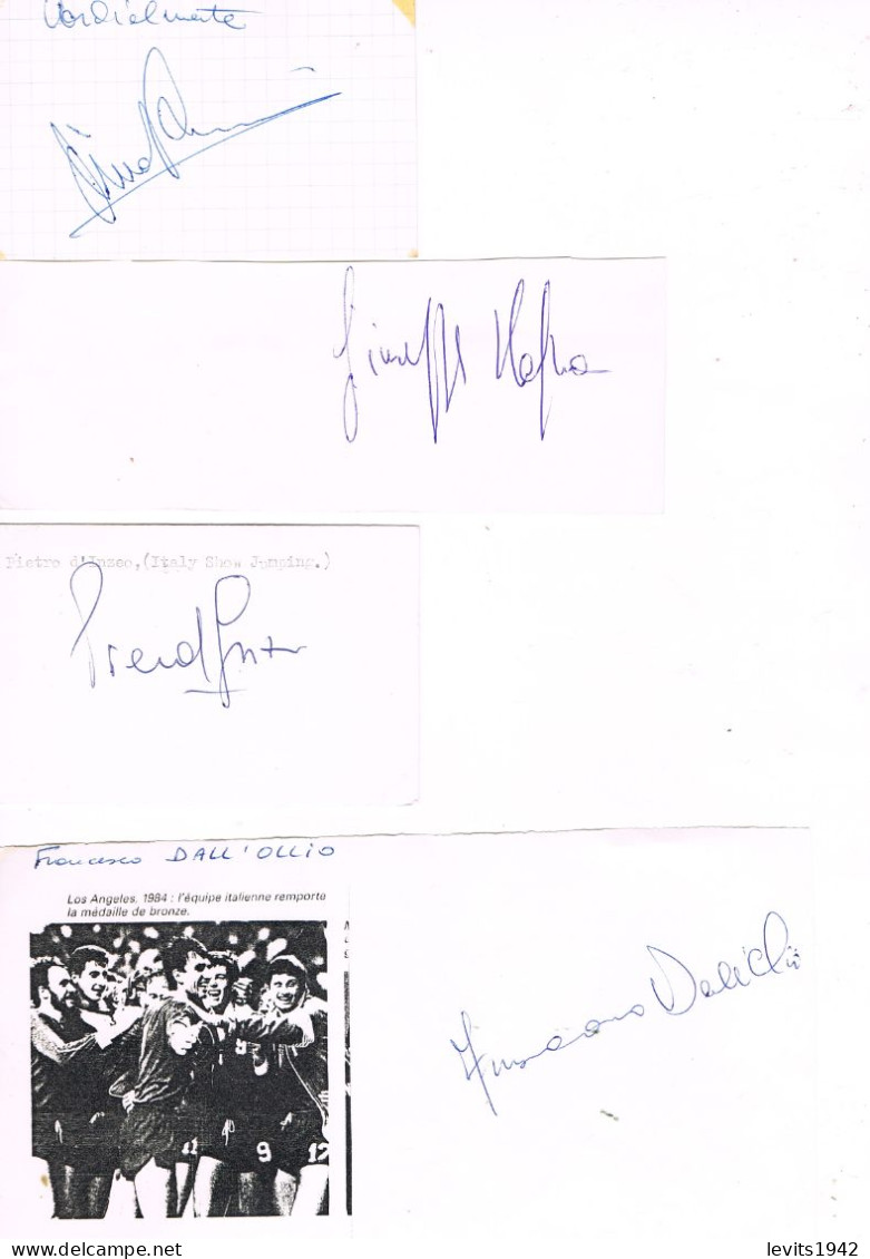 JEUX OLYMPIQUES - 4 AUTOGRAPHES DE MEDAILLES OLYMPIQUES - CONCURRENTS D'ITALIE  - - Autographes