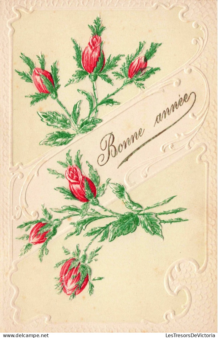 FÊTES -  Bonne Année - Roses Rouges -  Carte Postale Ancienne - Nouvel An