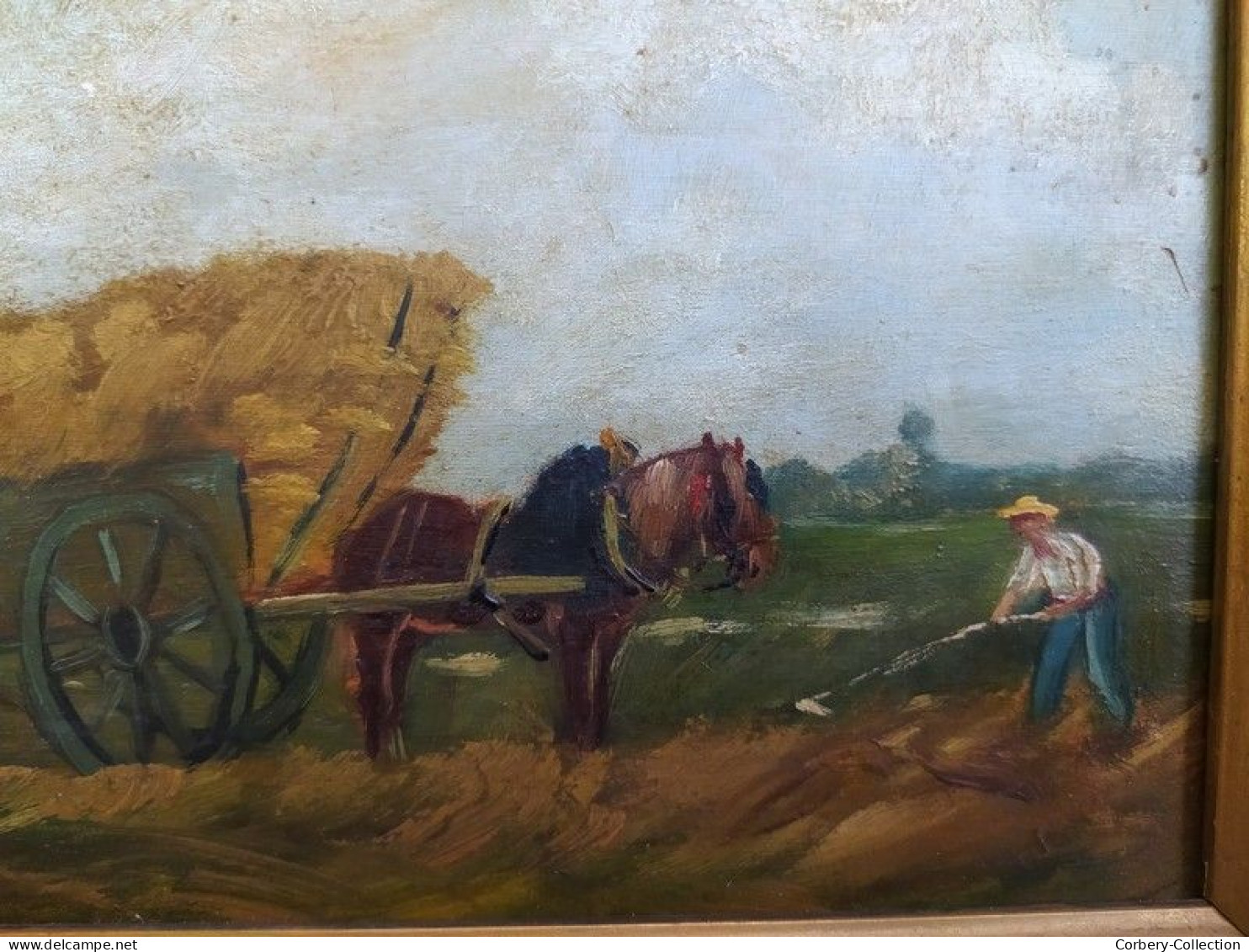 Tableau Scène Paysanne Chevaux Villejuif / 01 Rural - Huiles