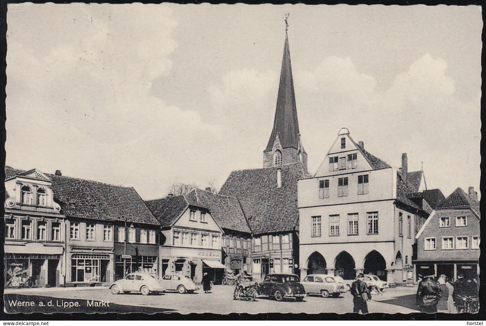 D-59368 Werne - Marktplatz Mit Kirche - Cars - VW Käfer - Mercedes 170 - Nice Stamp "Fisch" - Werne