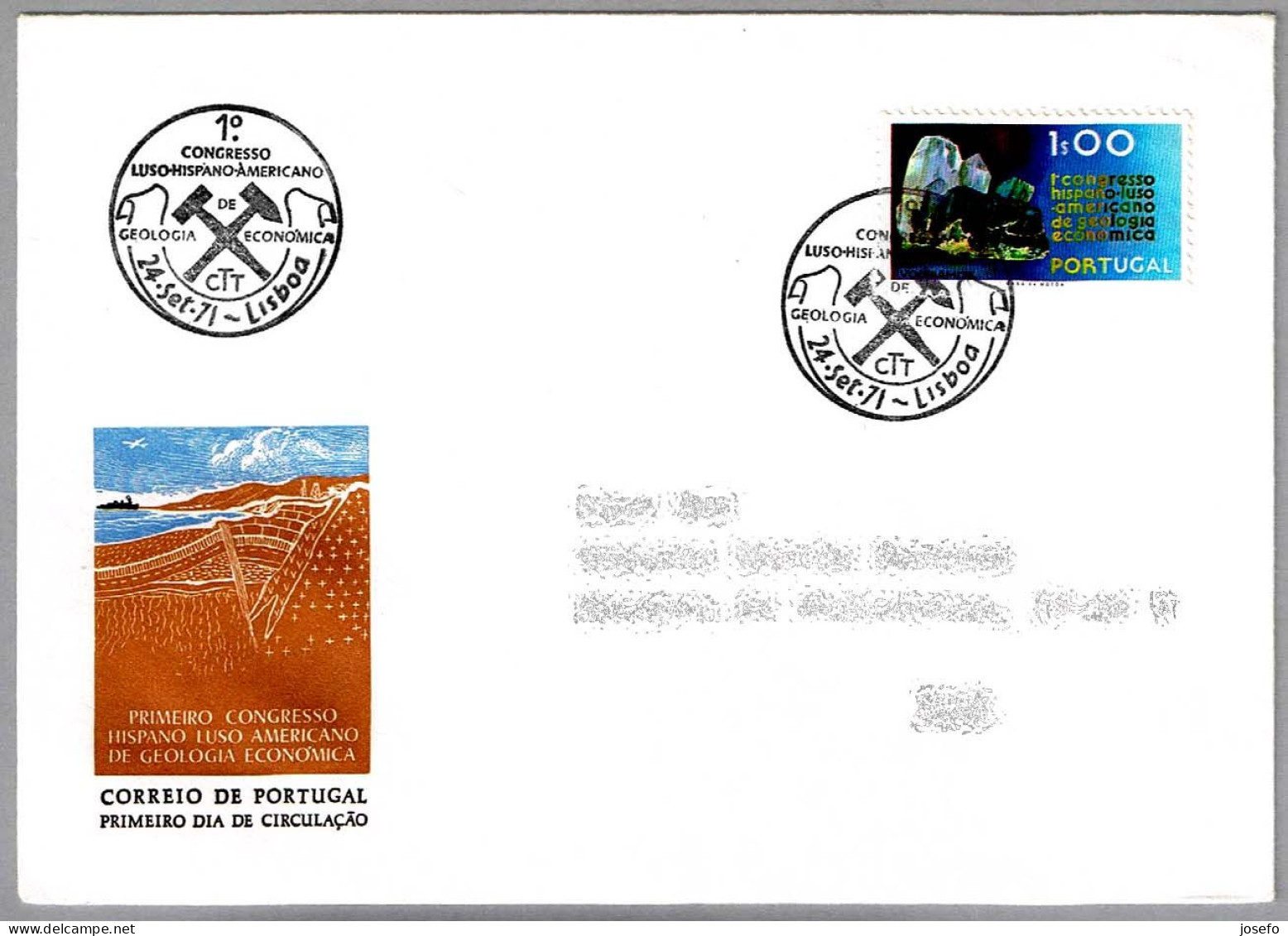 CONGRESO DE GEOLOGIA ECONOMICA - CONGRESS OF ECONOMIC GEOLOGY. FDC Lisboa 1971 - Autres & Non Classés