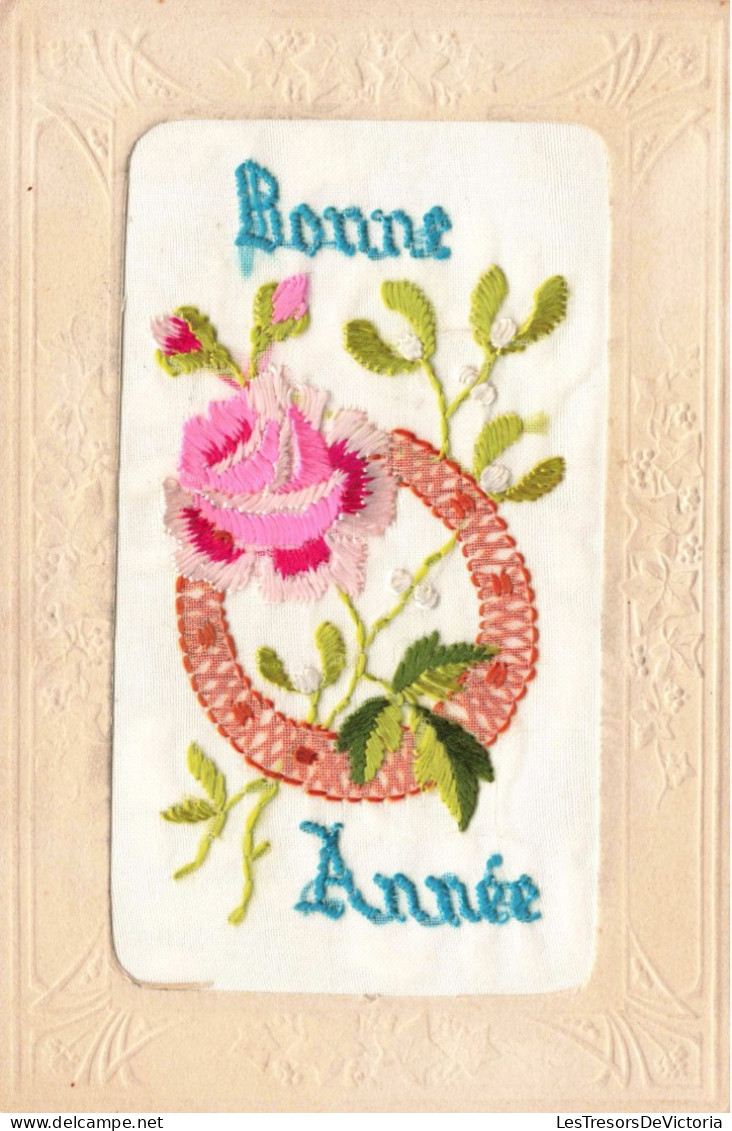 FÊTES ET VOEUX - Nouvel An - Une Rose Brodée - Carte Postale Ancienne - Nouvel An