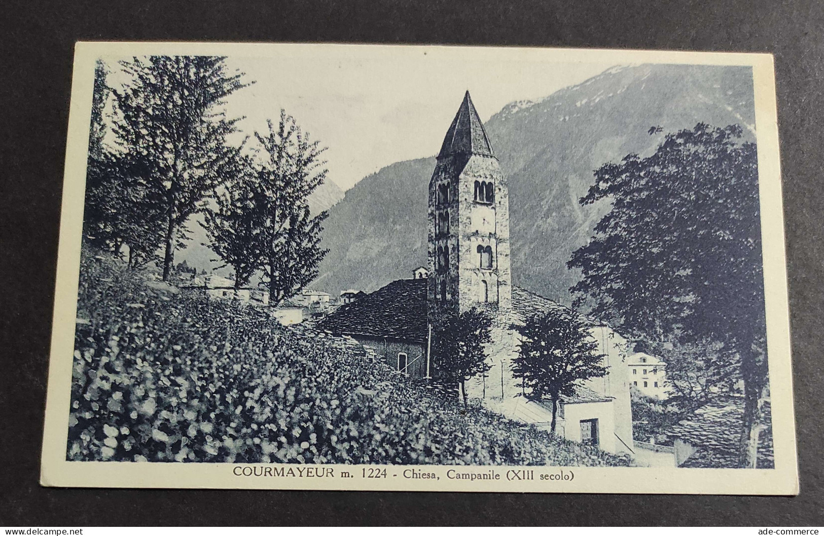 Cartolina Courmayeur - Chiesa Campanile (XIII Secolo)                                                                    - Aosta