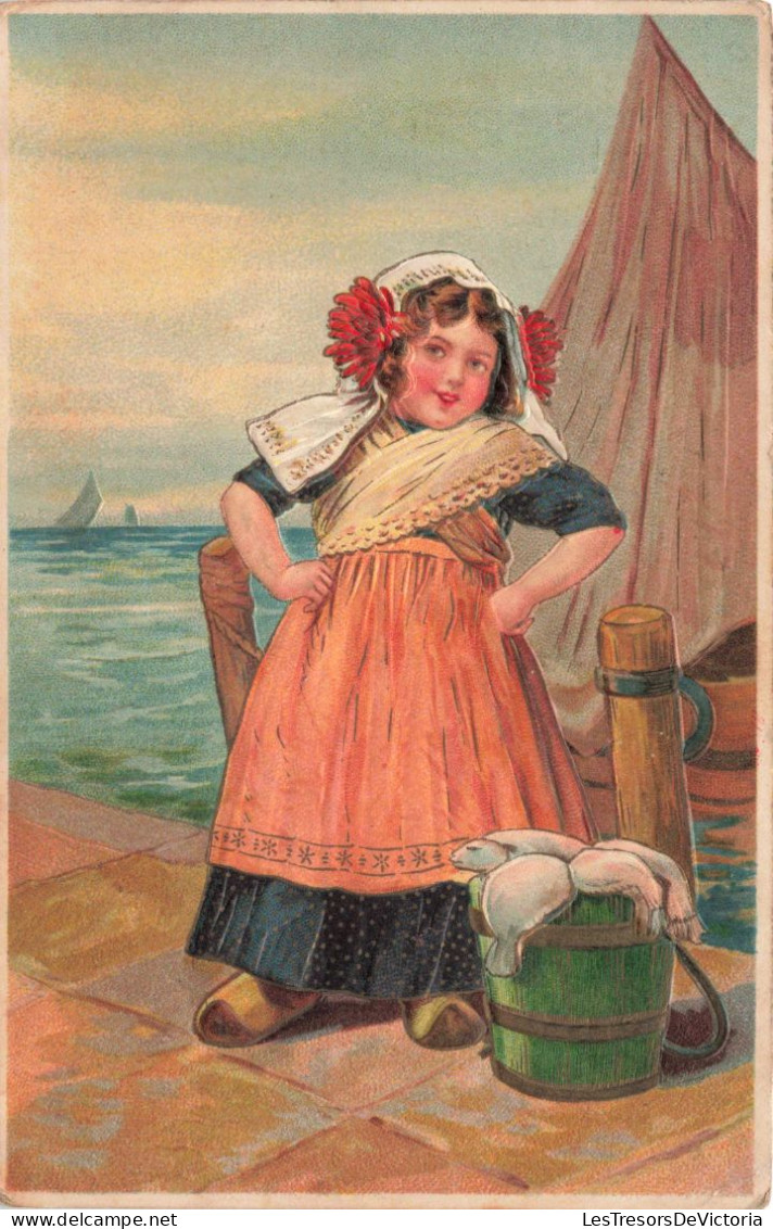 ARTS  - Peintures Et Tableaux - Un Enfant Rond à La Pêche- Carte Postale Ancienne - Peintures & Tableaux