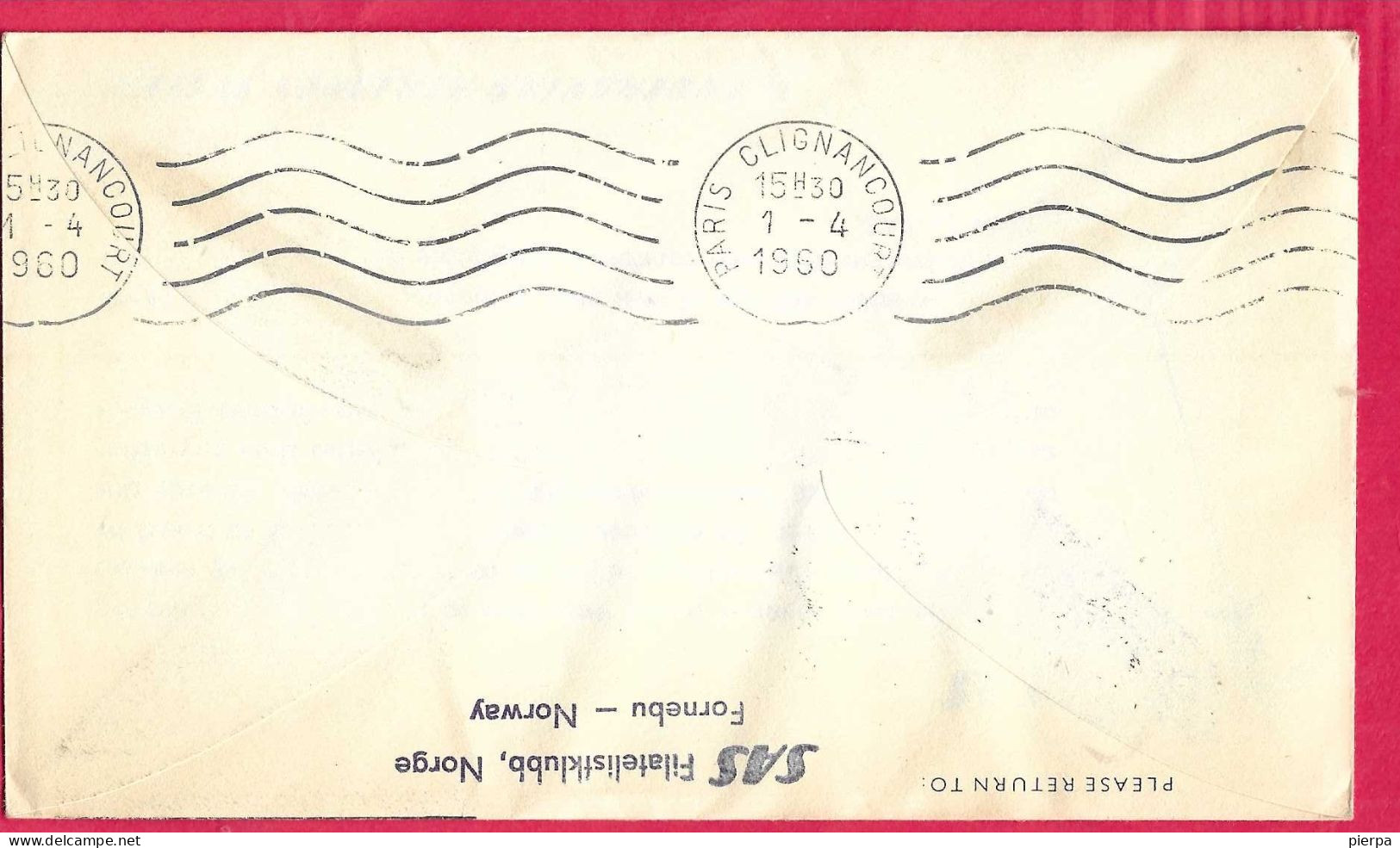 NORGE - FIRST CARAVELLE FLIGHT - SAS - FROM OSLO TO PARIS *1.4.60* ON OFFICIAL COVER - Storia Postale