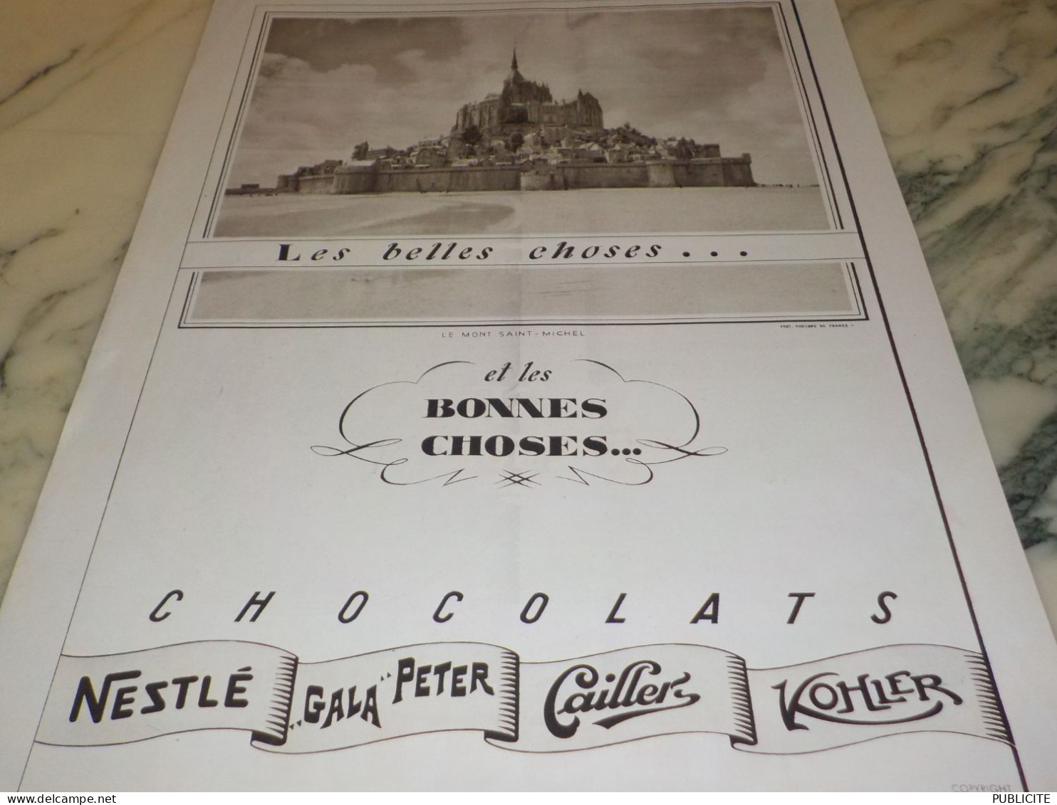 ANCIENNE PUBLICITE LES BELLES CHOSES   NESTLE 1937 - Chocolat