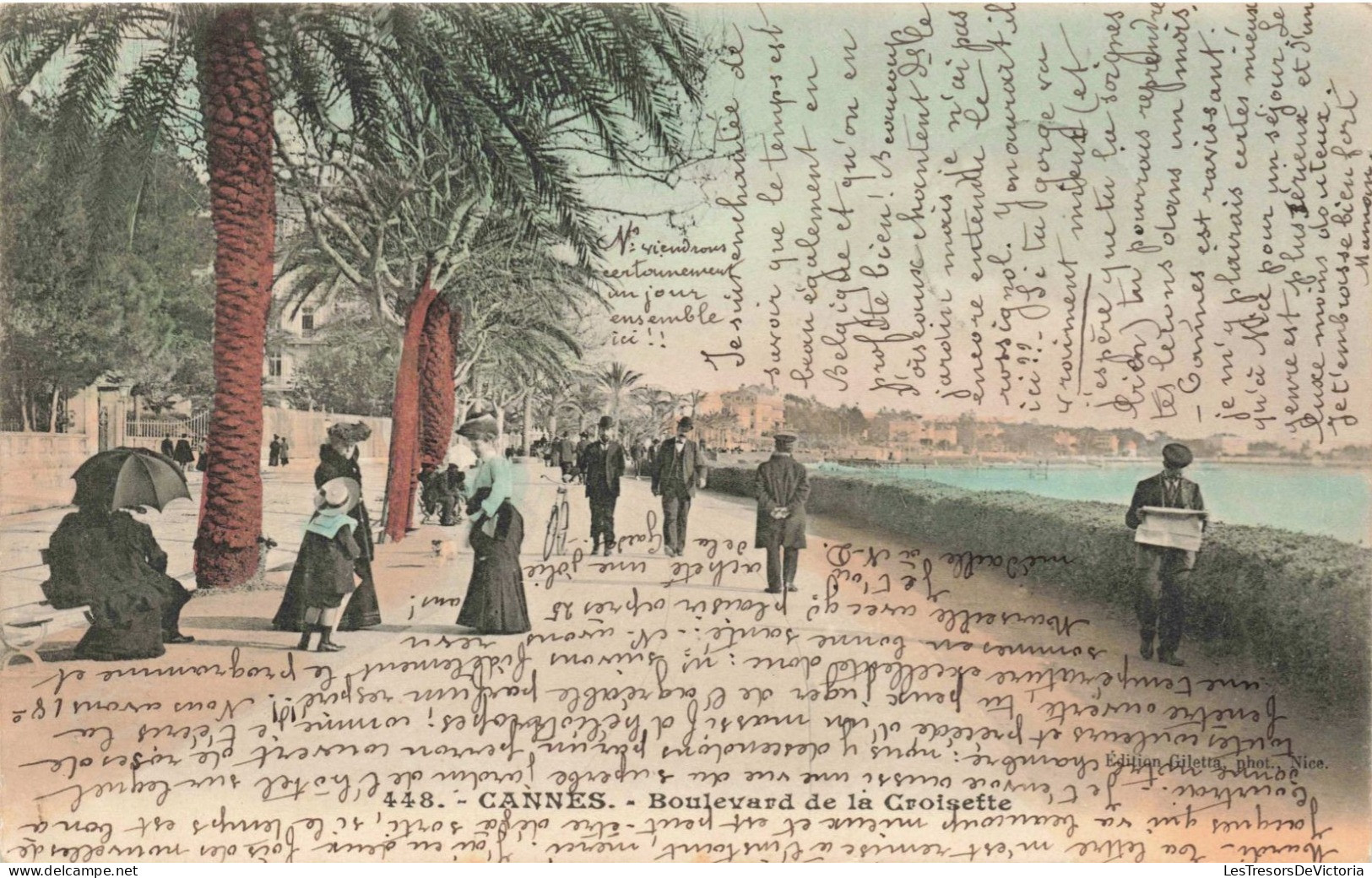 ILLUSTRATION - Une Allée Au Bord De La Mer - Animé - Colorisé - Carte Postale Ancienne - Contemporain (à Partir De 1950)