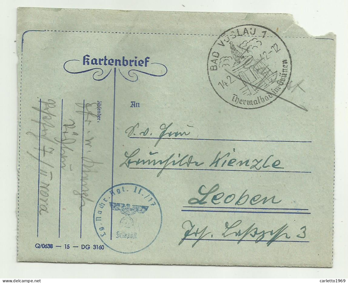   FELDPOST KARTENBRIEF  1942   - Oblitérés