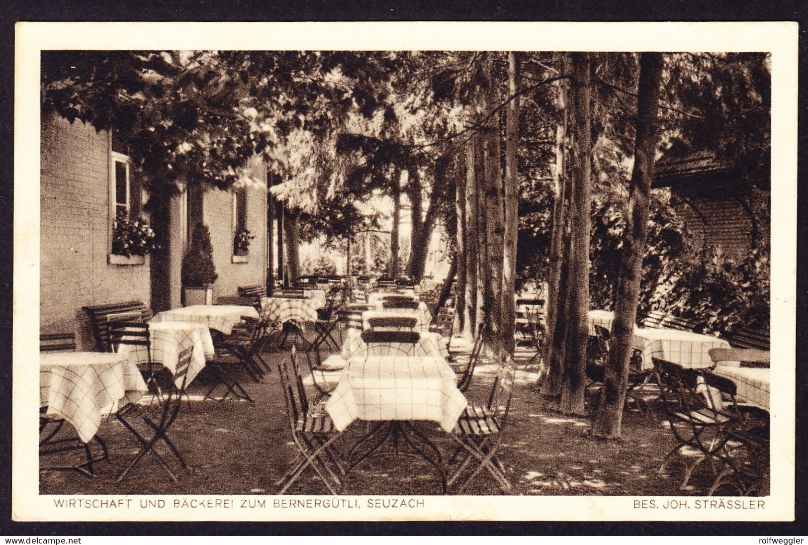 1931 Gelaufene AK Aus Seuzach, Wirtschaft Und Bäckerei Zum Berner Gütli. Marke Fehlender Eckzahn - Laufen-Uhwiesen 