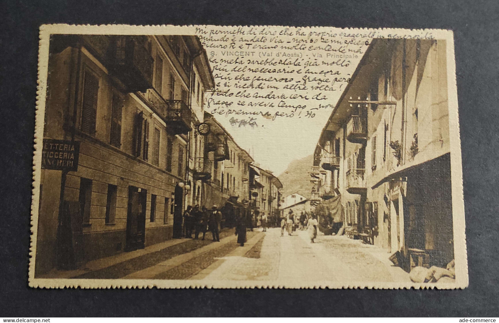 Cartolina S. Vincent (Val D'Aosta) - Via Principale                                                                      - Aosta