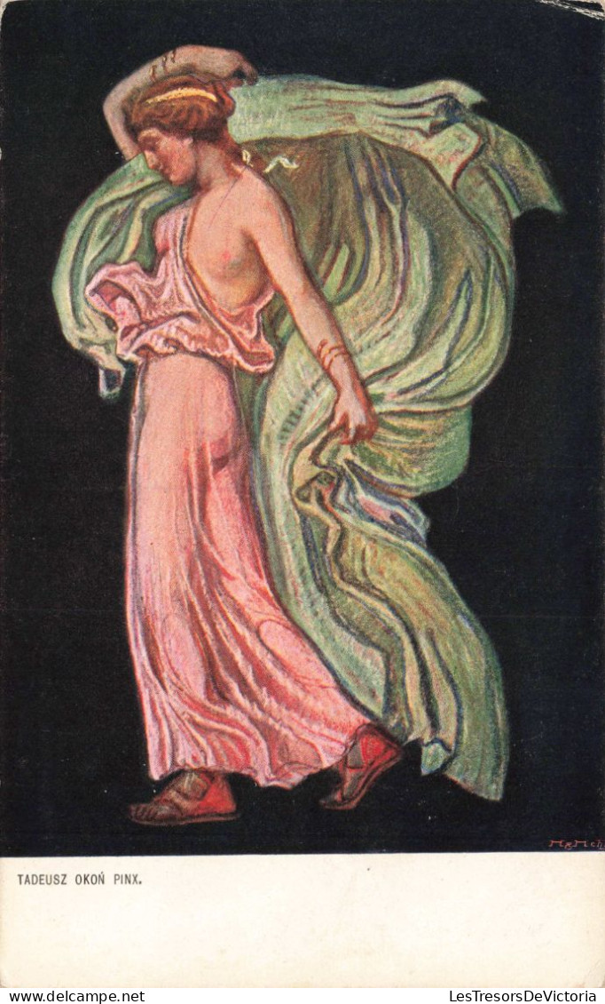 ARTS - Peintures Et Tableaux - Une Femme En Robe Moulante Longue - Tadeusz Okon Pinx. - Carte Postale Ancienne - Peintures & Tableaux