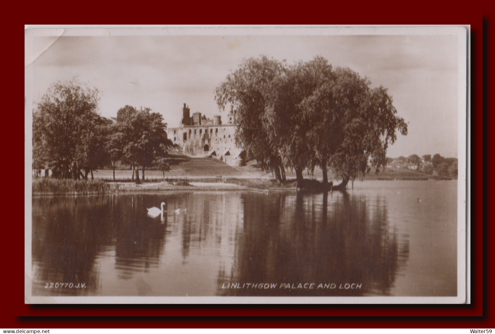 1950 ? UK Great Britain Postcard Linlithgow Palace And Loch Posted Edinburgh To York 2scans - West Lothian