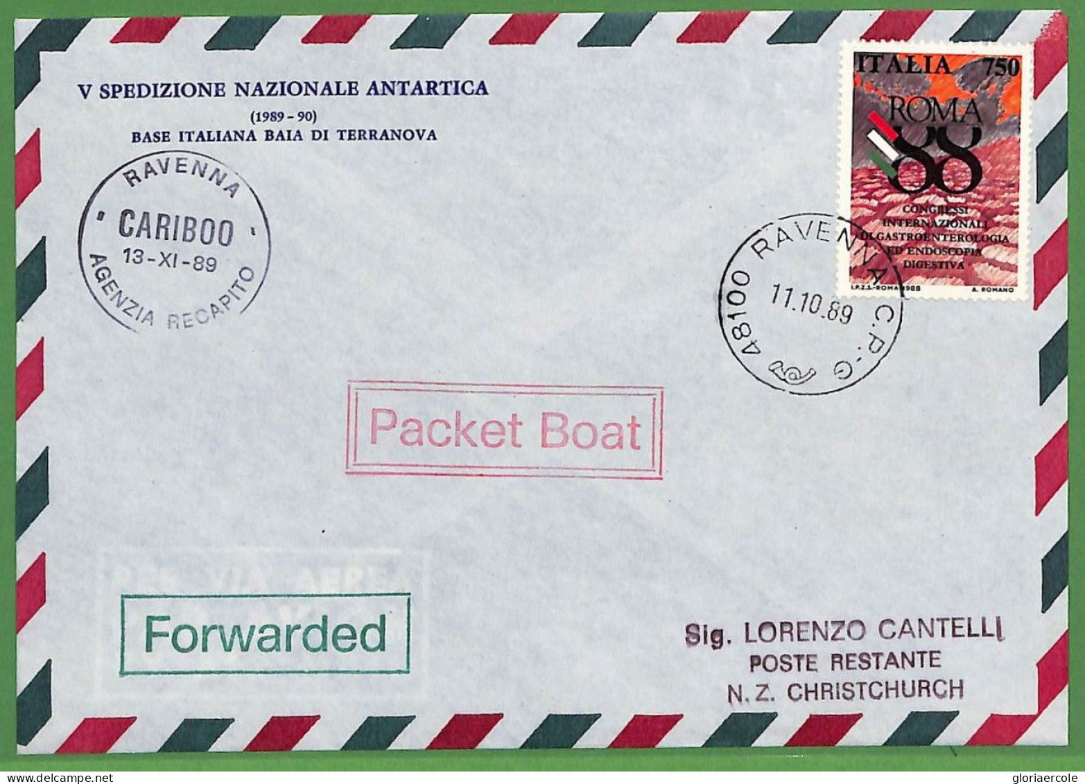 Ae3433 -  ITALY - Postal History - ANTARCTIC Expedition - FOWARDING AGENT 1989 - Expéditions Antarctiques