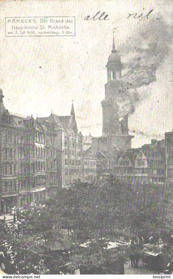 Germany:Hamburg, St.Michaelis Church On Fire, Pre 1920 - Katastrophen