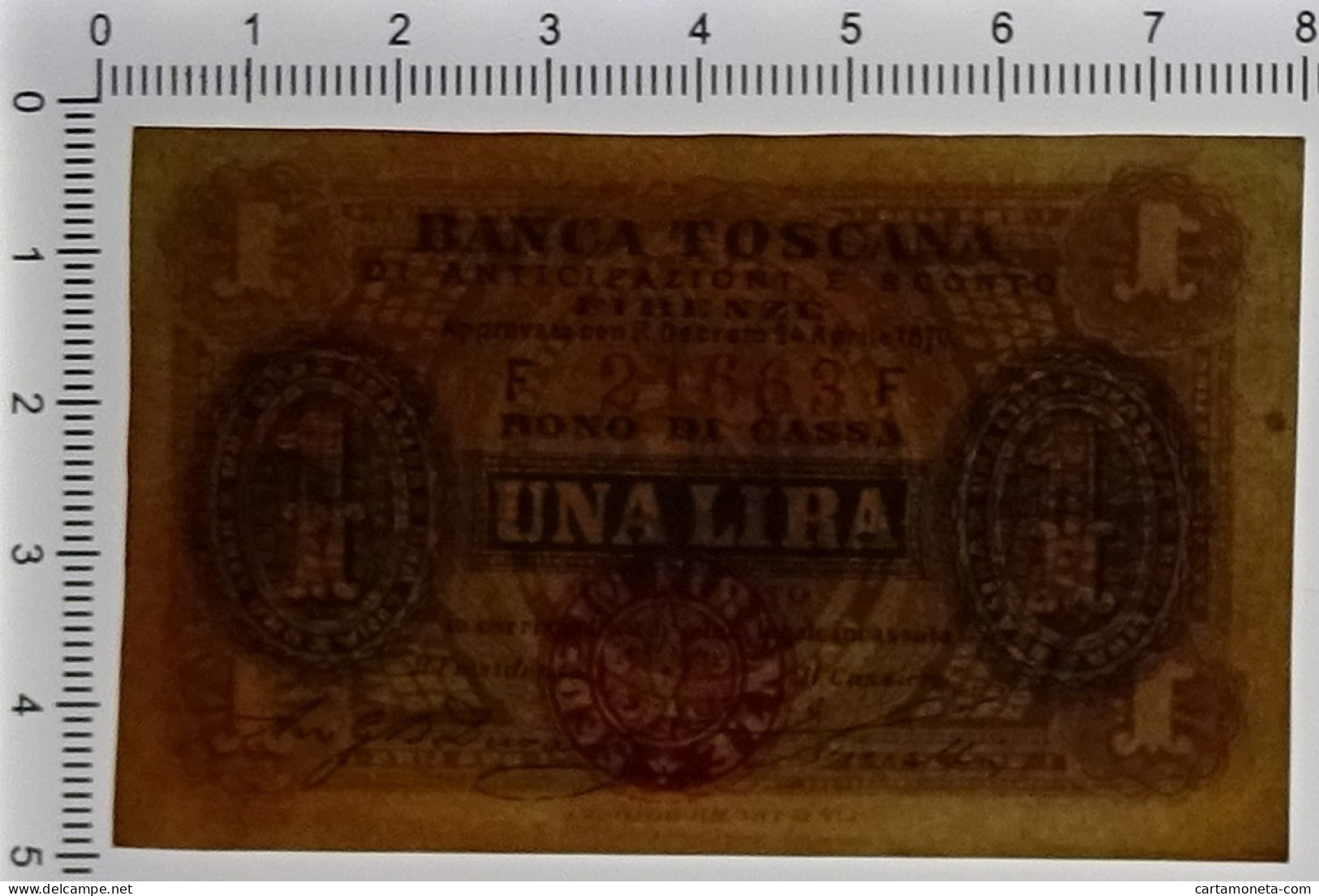 1 LIRA BANCA TOSCANA DI ANTICIPAZIONI E SCONTO FIRENZE 24/04/1870 SPL/SPL+ - Other & Unclassified