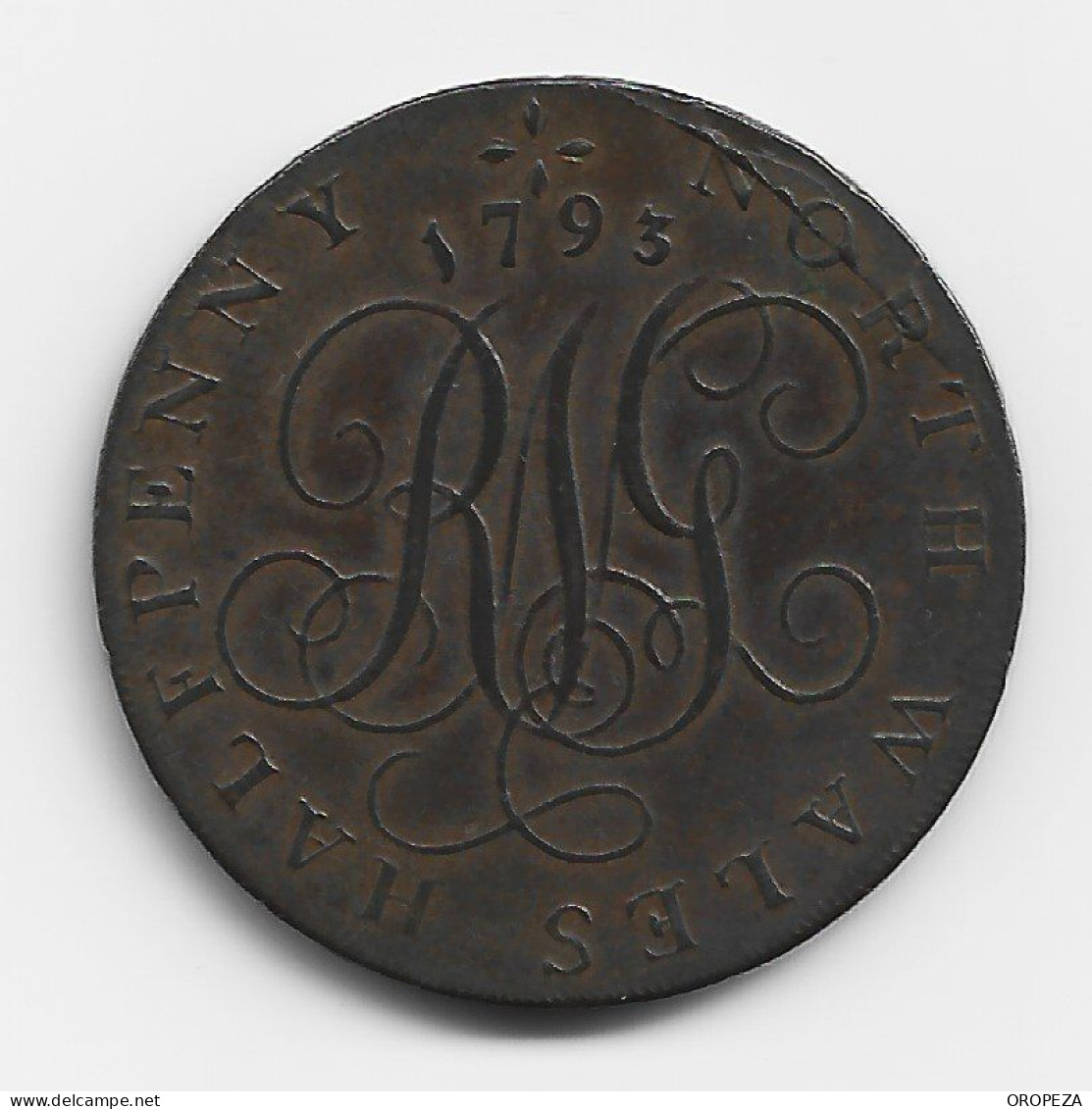 T41 - GRAN BRETAÑA - 1793 - 1/2 PENNY TOKEN -  NORTH WALES - DRUID. - Sonstige & Ohne Zuordnung