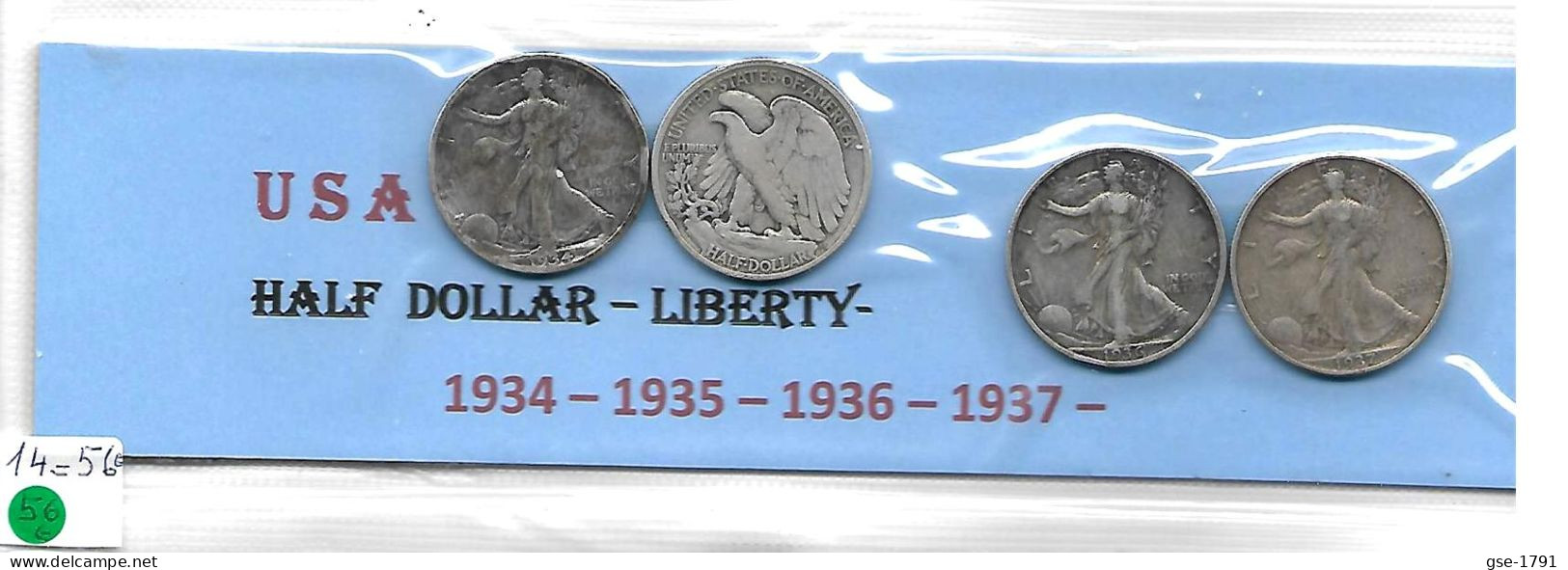 ETATS-UNIS Half Dollar LIBERTY Argent Lot De 4 Années 1934-35-36-37 - 1892-1915: Barber