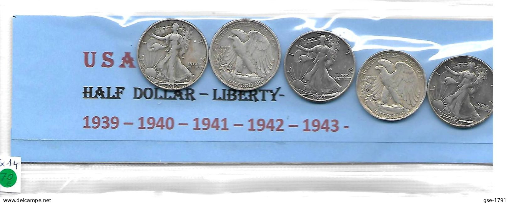 ETATS-UNIS Half Dollar LIBERTY Argent Lot De 5 Années 1939-40-41-42-43- - 1892-1915: Barber